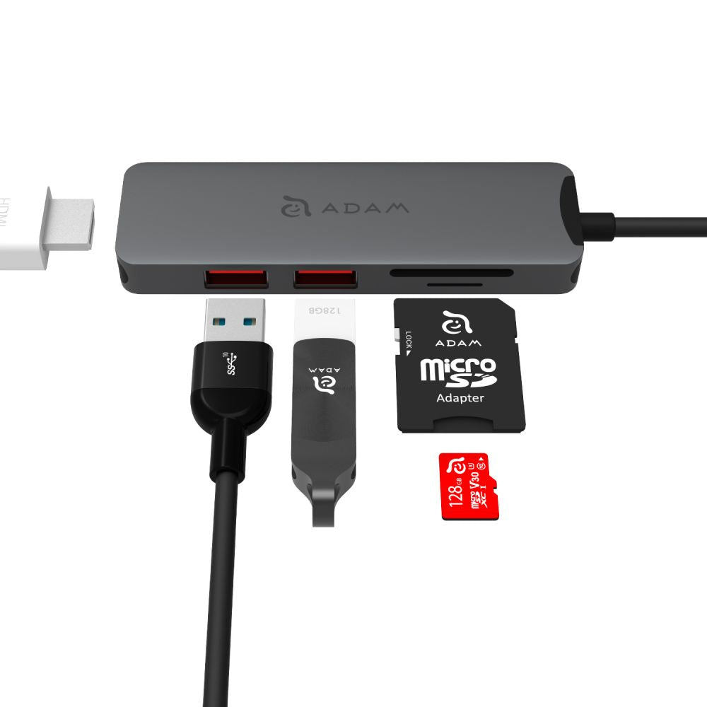 ADAM Elements Casa Hub A05-USB-C 3.1 Gen2 & 4K 60Hz 5-in-1 - Grey