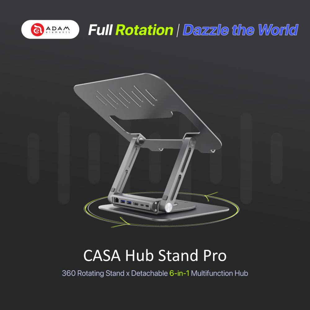 ADAM Elements Casa Hub Stand Pro-USB-C 6-in-1 Laptop - Black
