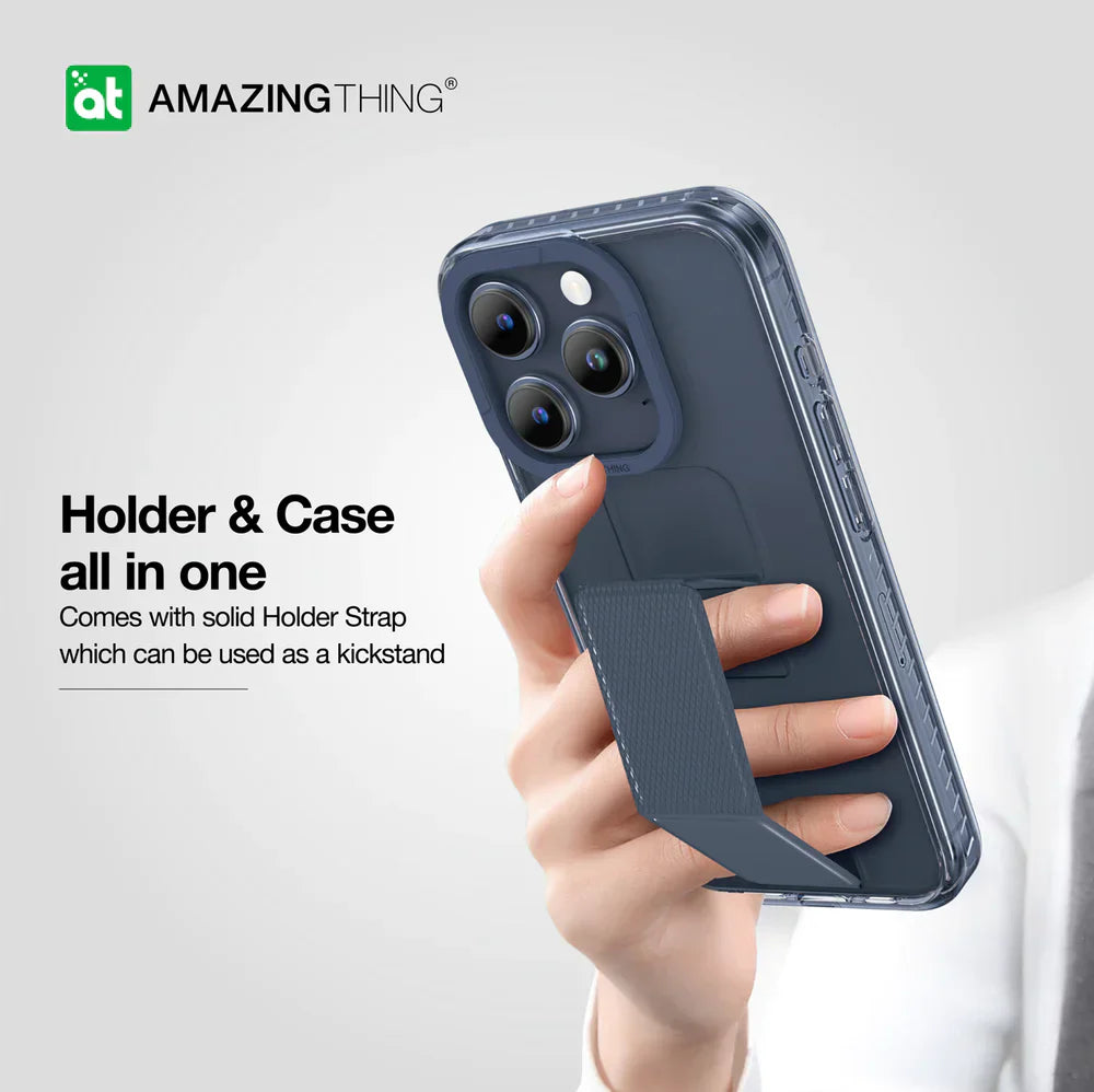 AmazingThing Titan Pro Holder Drop-proof Case for iPhone 15 Pro - Blue