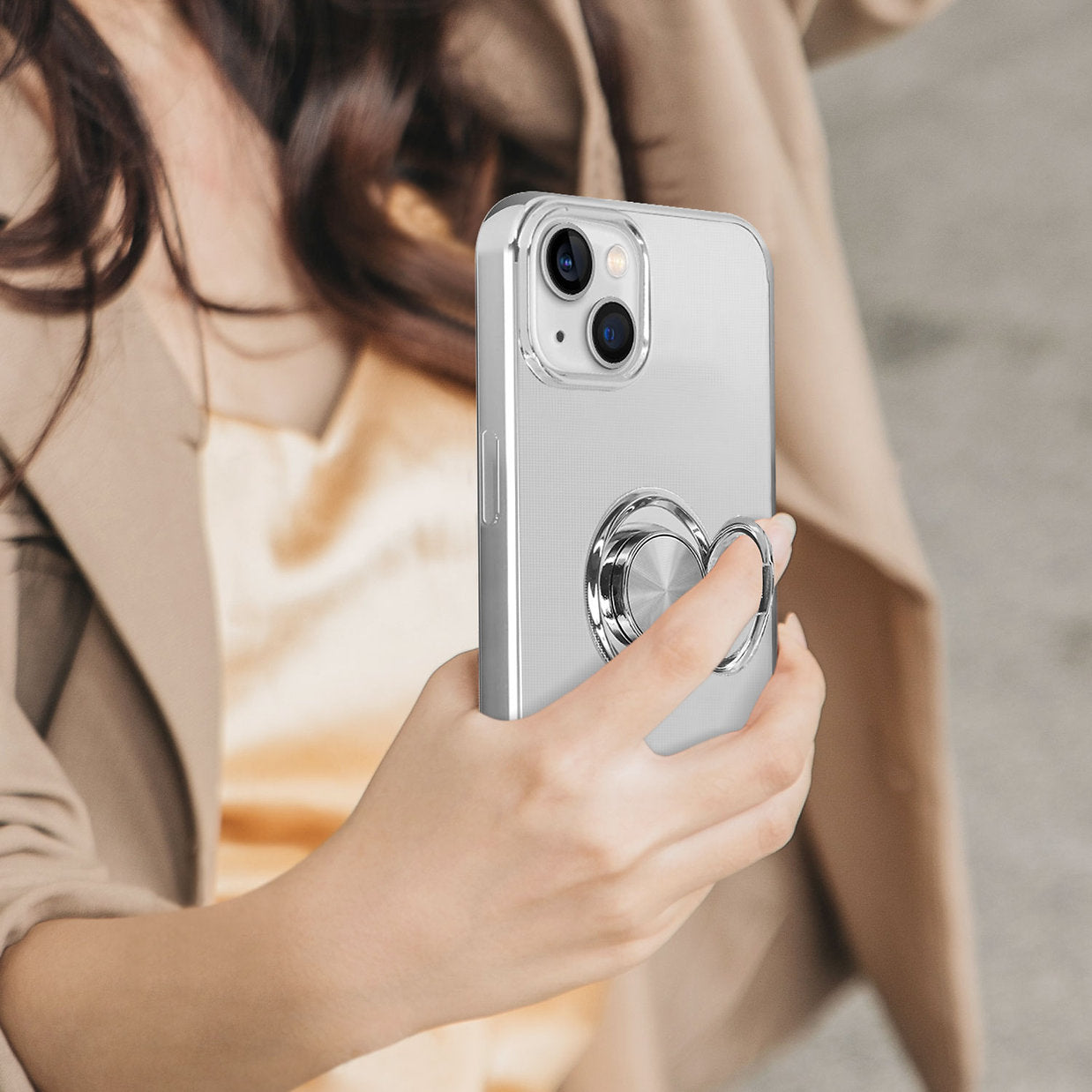 HYPHEN AXIO Clear Ring Case for iPhone 14 Plus - Silver