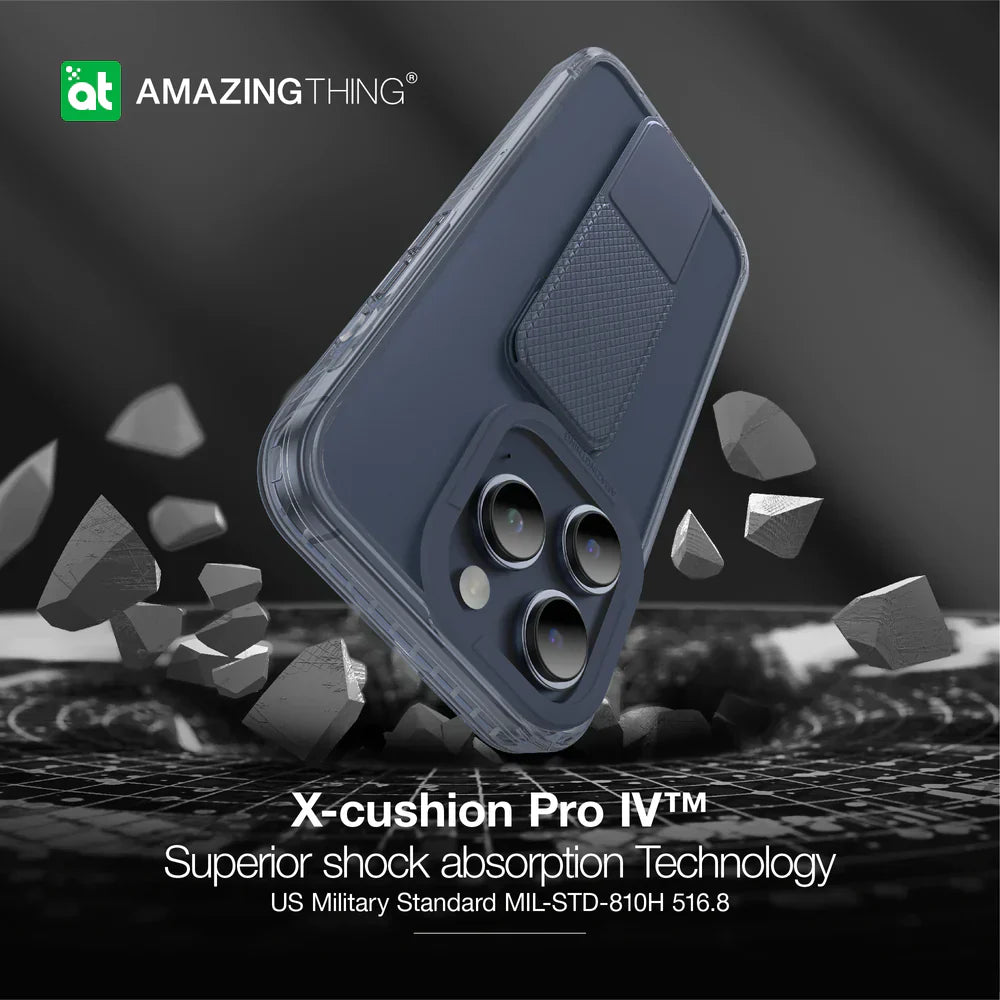 AmazingThing Titan Pro Holder Drop-proof Case for iPhone 15 Pro Max - Blue