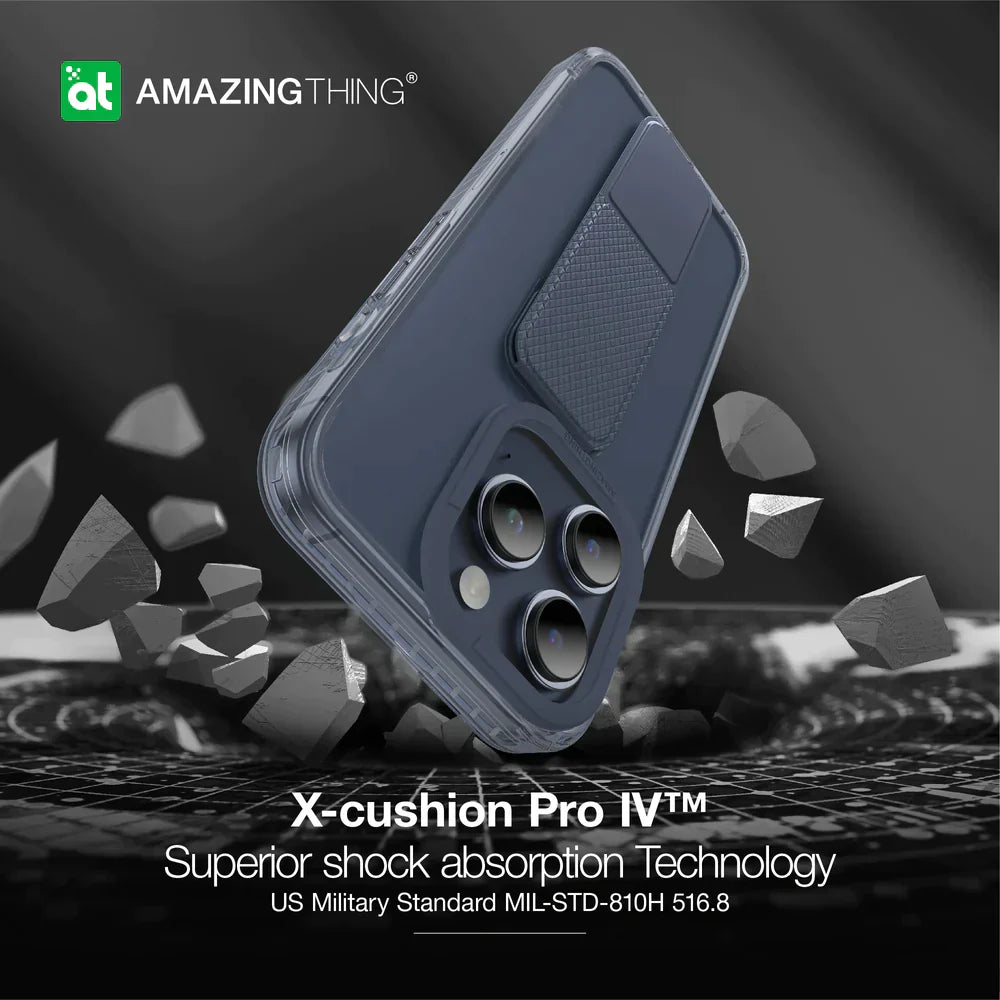 AmazingThing Titan Pro Holder Drop-proof Case for iPhone 15 Pro Max - Blue