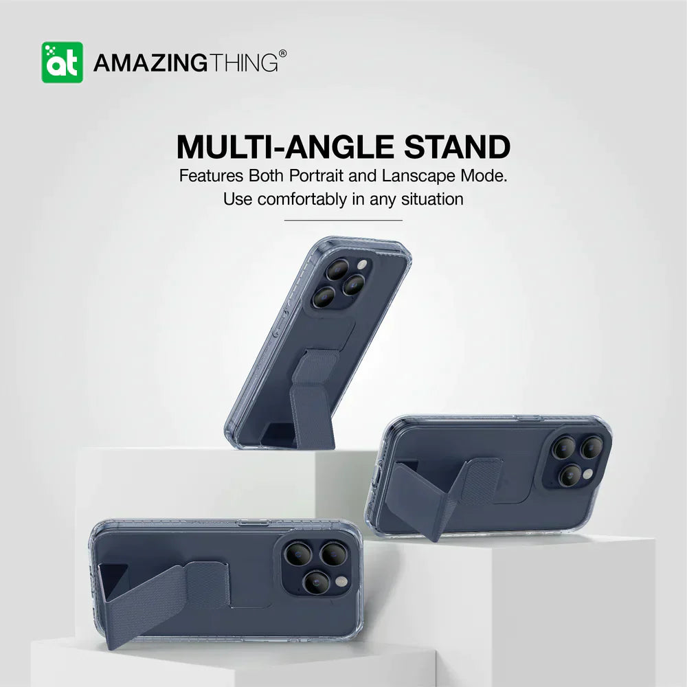 AmazingThing Titan Pro Holder Drop-proof Case for iPhone 15 Pro Max - Blue