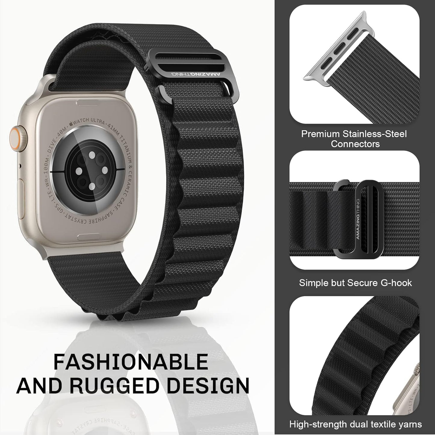 AmazingThing Titan Sports Strap for Apple Watch Ultra - Black