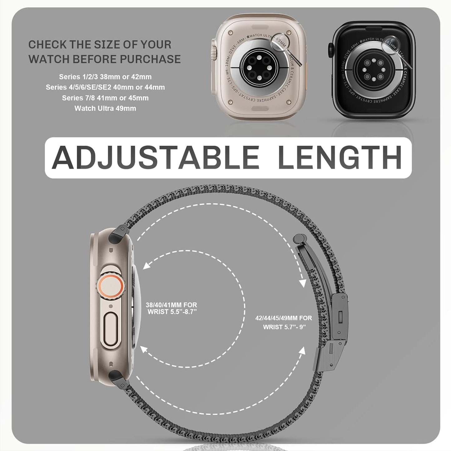 AmazingThing Titan Metal Strap for Apple Watch 41mm - Black