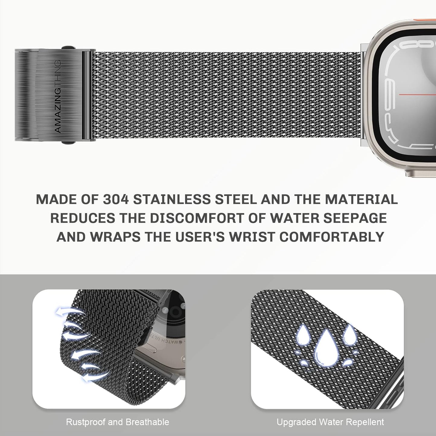 AmazingThing Titan Metal Strap for Apple Watch 41mm - Black