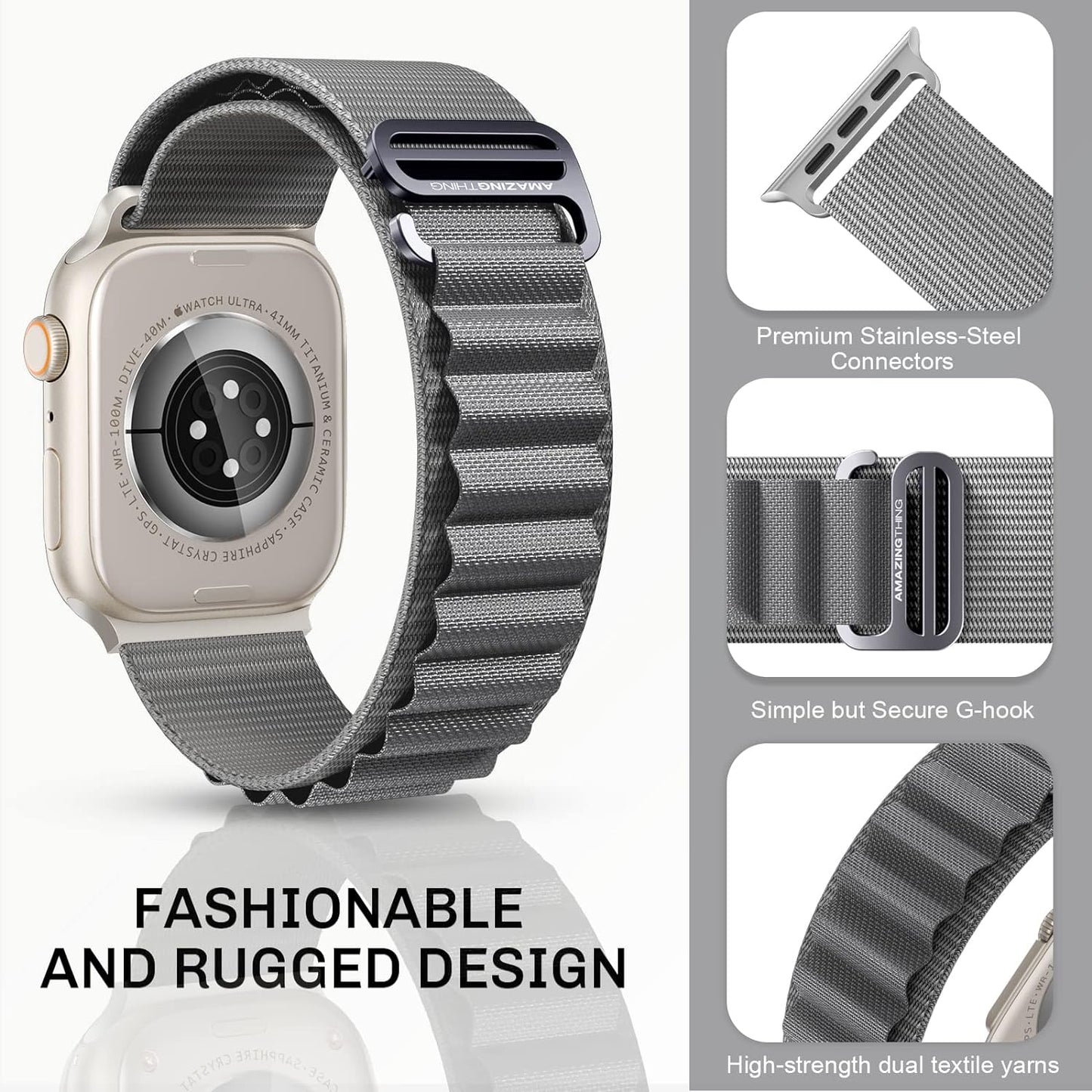 AmazingThing Titan Sports Strap for Apple Watch Ultra - Grey