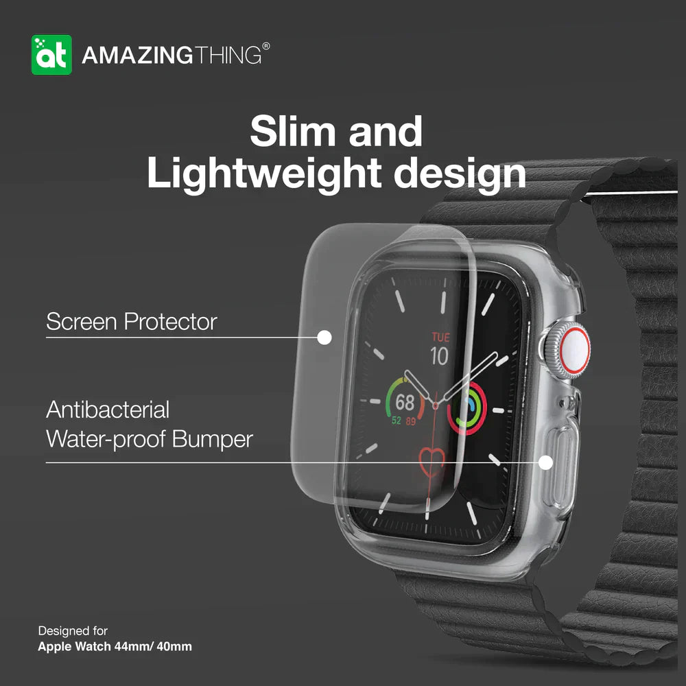 AmazingThing OUTRE Case with Screen Protector for Apple Watch 44mm - Clear