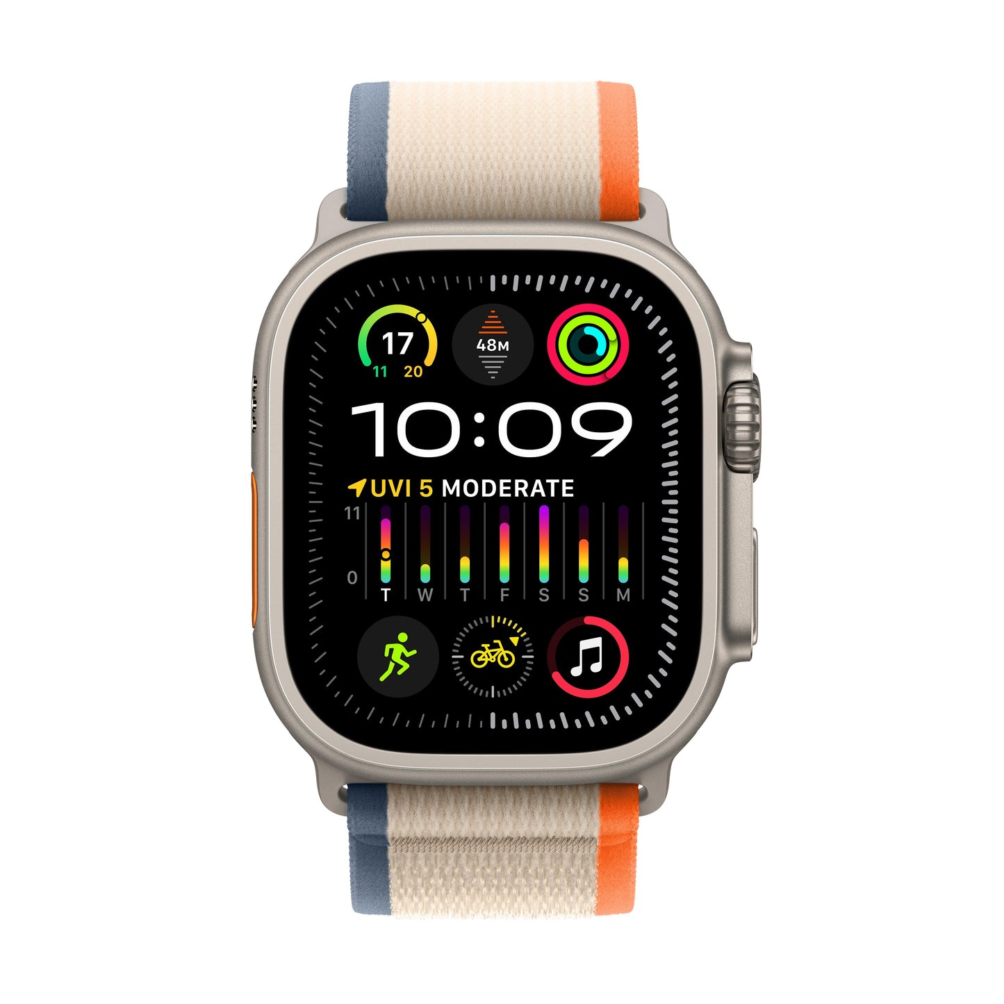 Apple Watch Ultra 2 GPS + Cellular 49mm Titanium Case with Orange/Beige Trail Loop - S/M