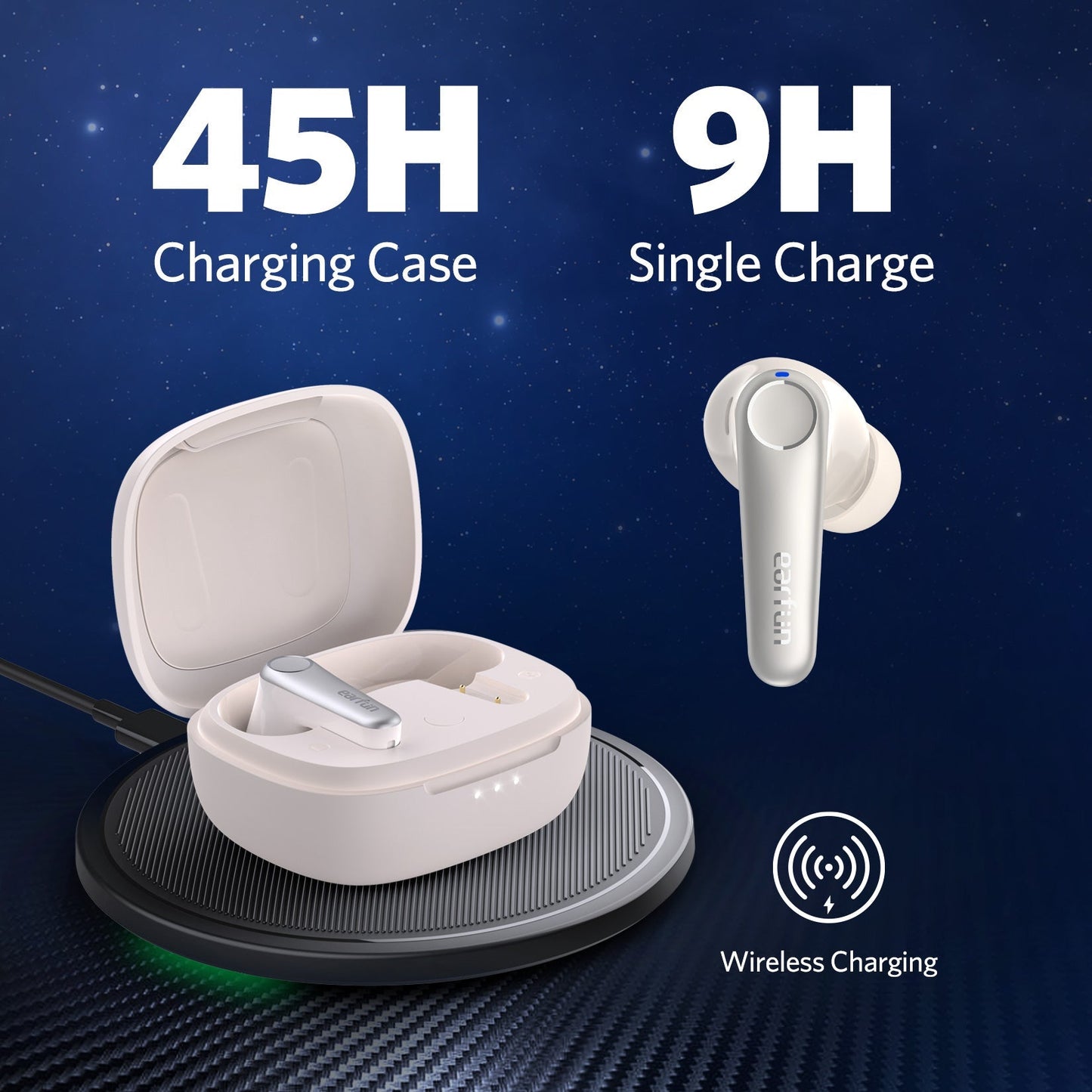 Earfun Wireless Earbud Air Pro3 with ANC, 45-Hour Playtime & 6 Built-in Mics - White