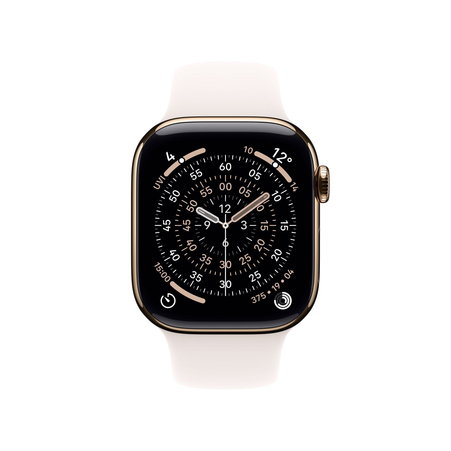 Apple Watch Series 11 GPS + Cellular 42mm Gold Titanium Case with Light Blush Sport Band - S/M