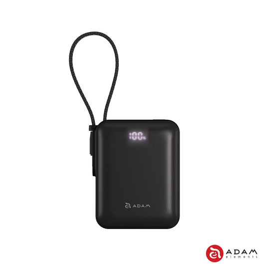 VIONTA Q - Ultra-Compact Power Bank with Built-in Cable - Black