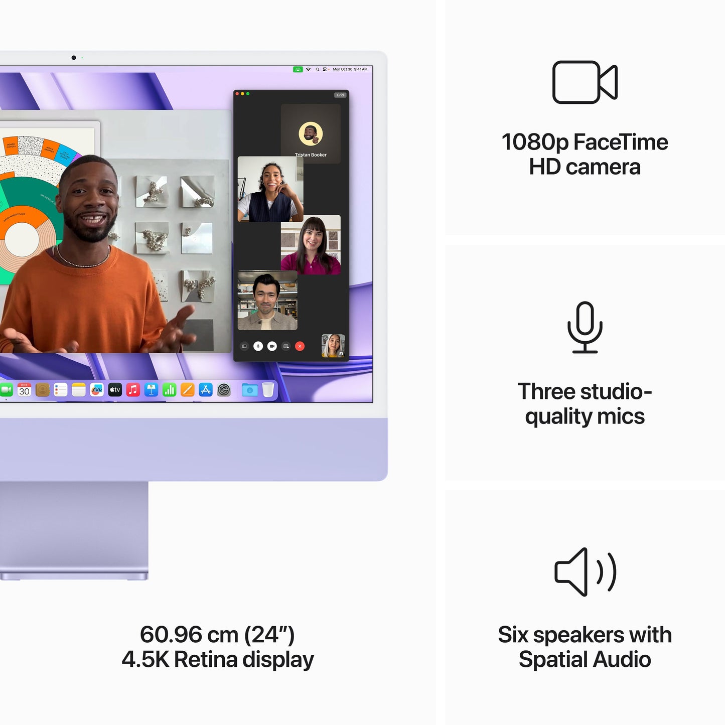 24-inch iMac with Retina 4.5K display: Apple M3 chip with 8?core CPU and 10?core GPU, 256GB SSD - Purple