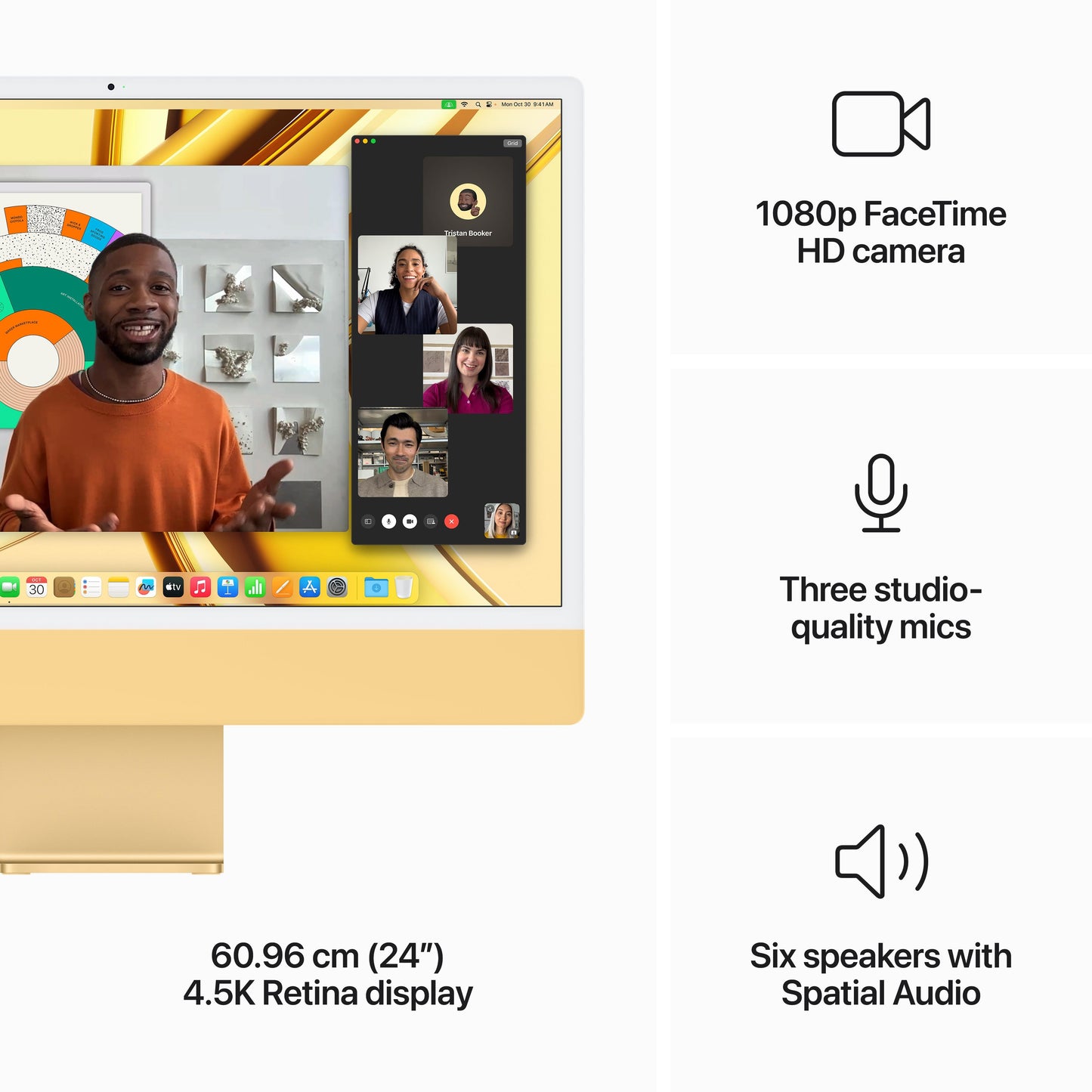 24-inch iMac with Retina 4.5K display: Apple M3 chip with 8?core CPU and 10?core GPU, 512GB SSD - Yellow