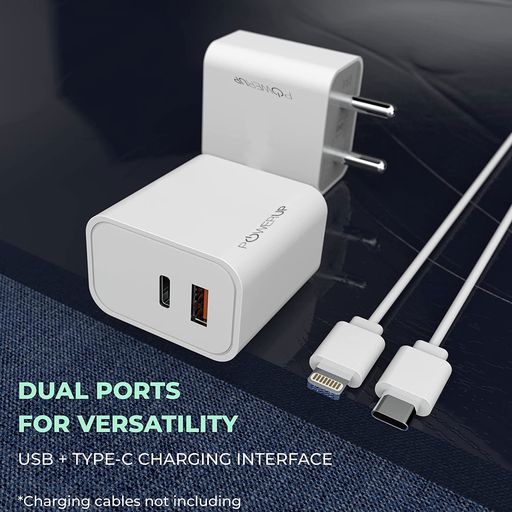 Powerup Max Charge 20W USB Type-C Ultra Smart Wall Charger - White