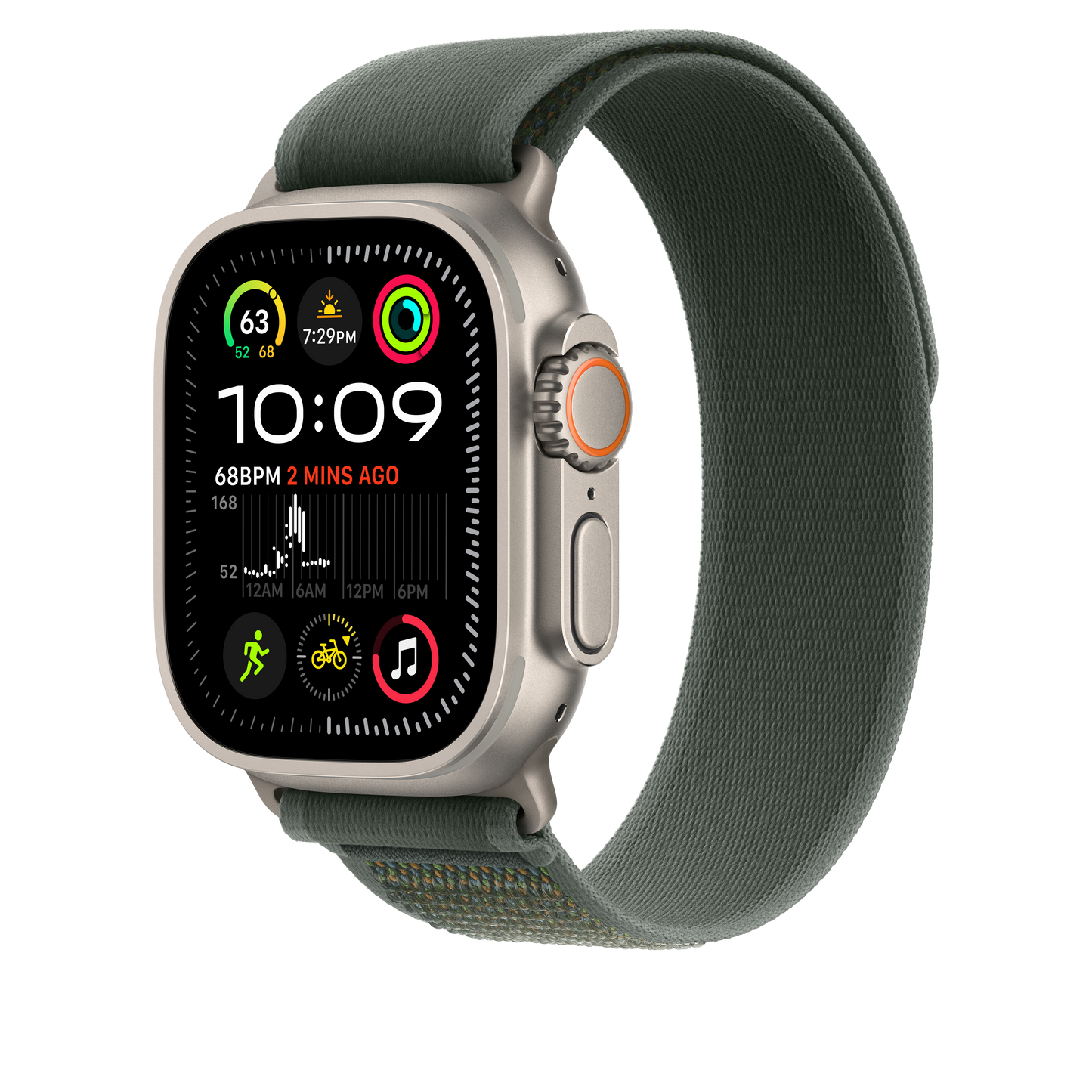 49mm Green Trail Loop  S/M - Natural Titanium Finish