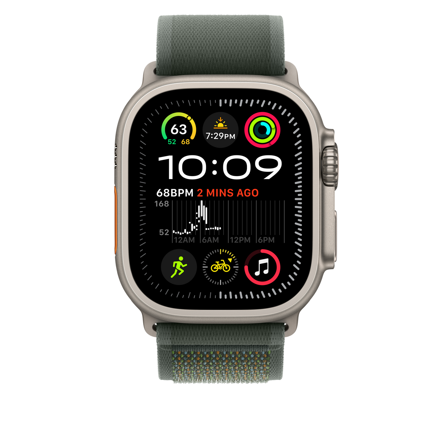 49mm Green Trail Loop  S/M - Natural Titanium Finish