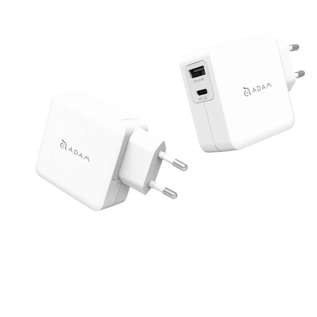 ADAM Elements OMNIA F2 30W Wall Charger with USB-C & USB-A - White