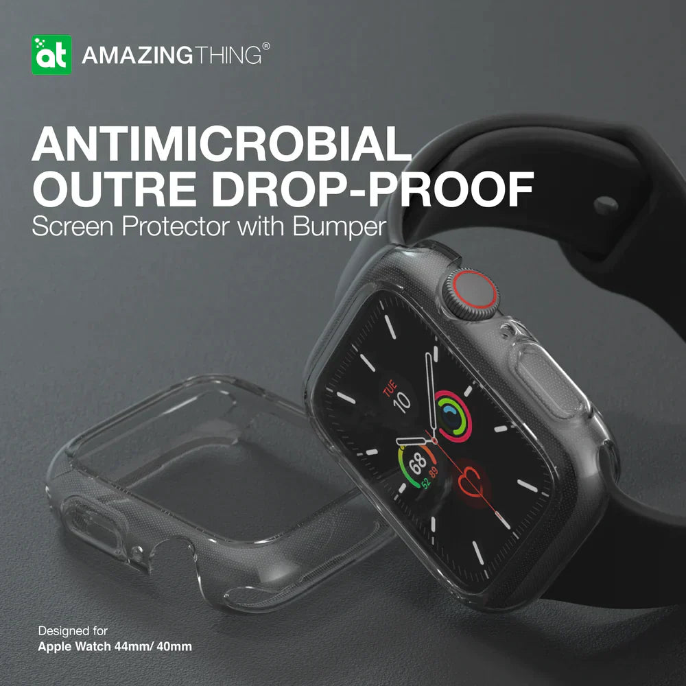 AmazingThing OUTRE Case with Screen Protector for Apple Watch 44mm - Clear