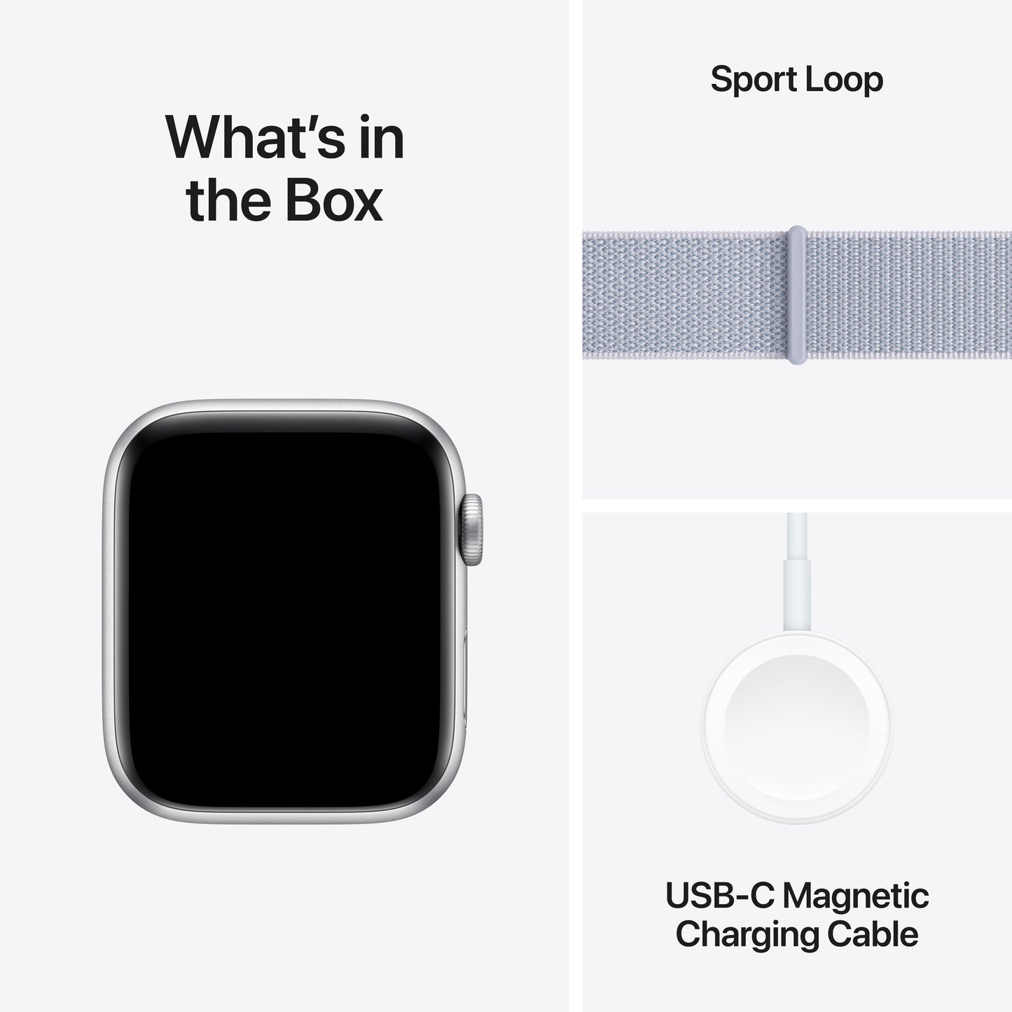 Apple Watch SE GPS 44mm Silver Aluminium Case with Blue Cloud Sport Loop