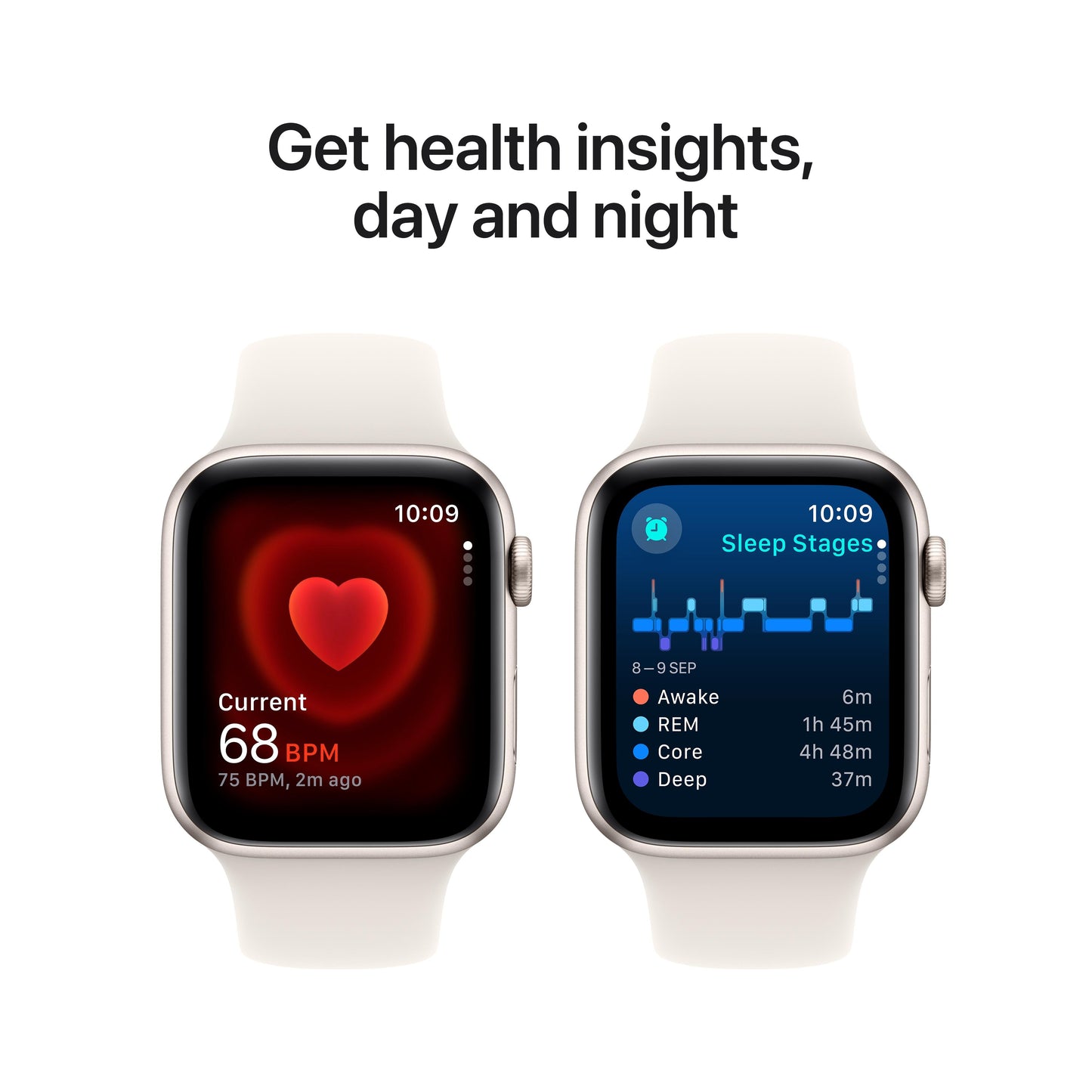 Apple Watch SE GPS 44mm Starlight Aluminium Case with Starlight Sport Band - M/L