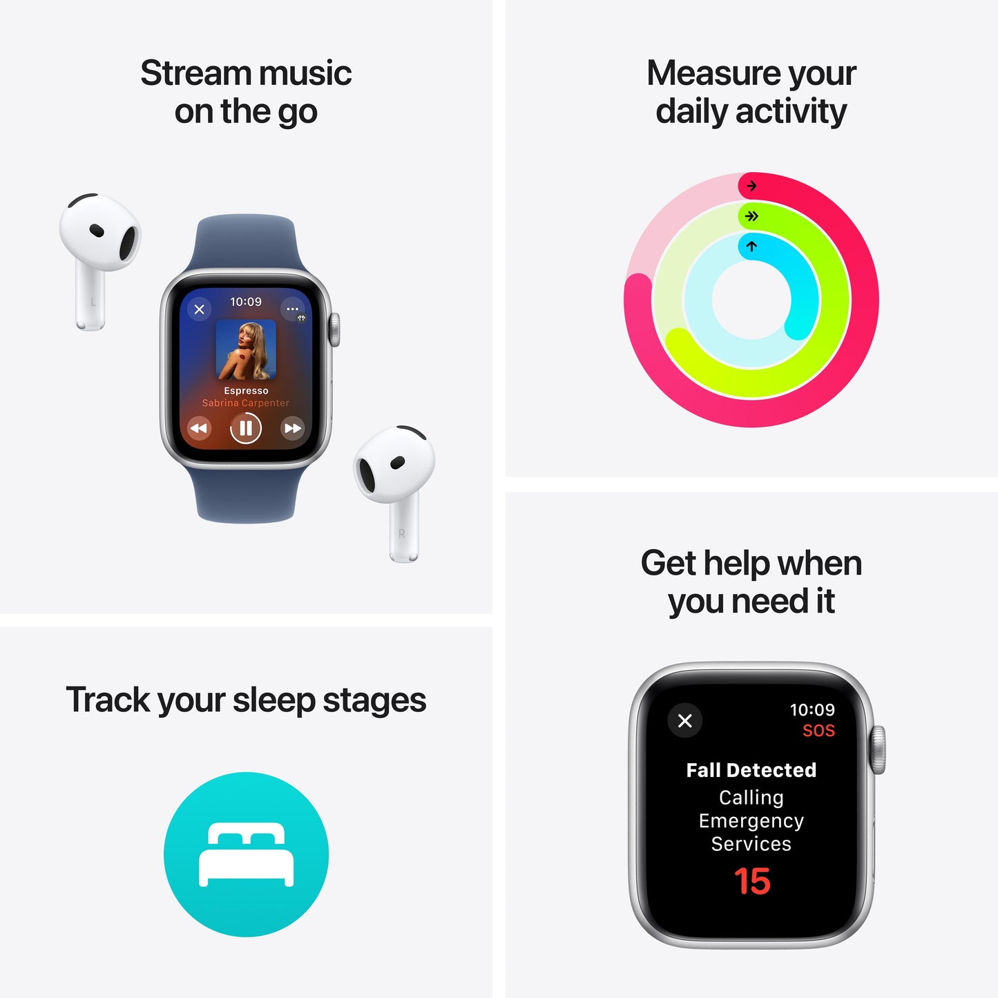 Apple Watch SE GPS + Cellular 44mm Starlight Aluminium Case with Starlight Sport Band - S/M