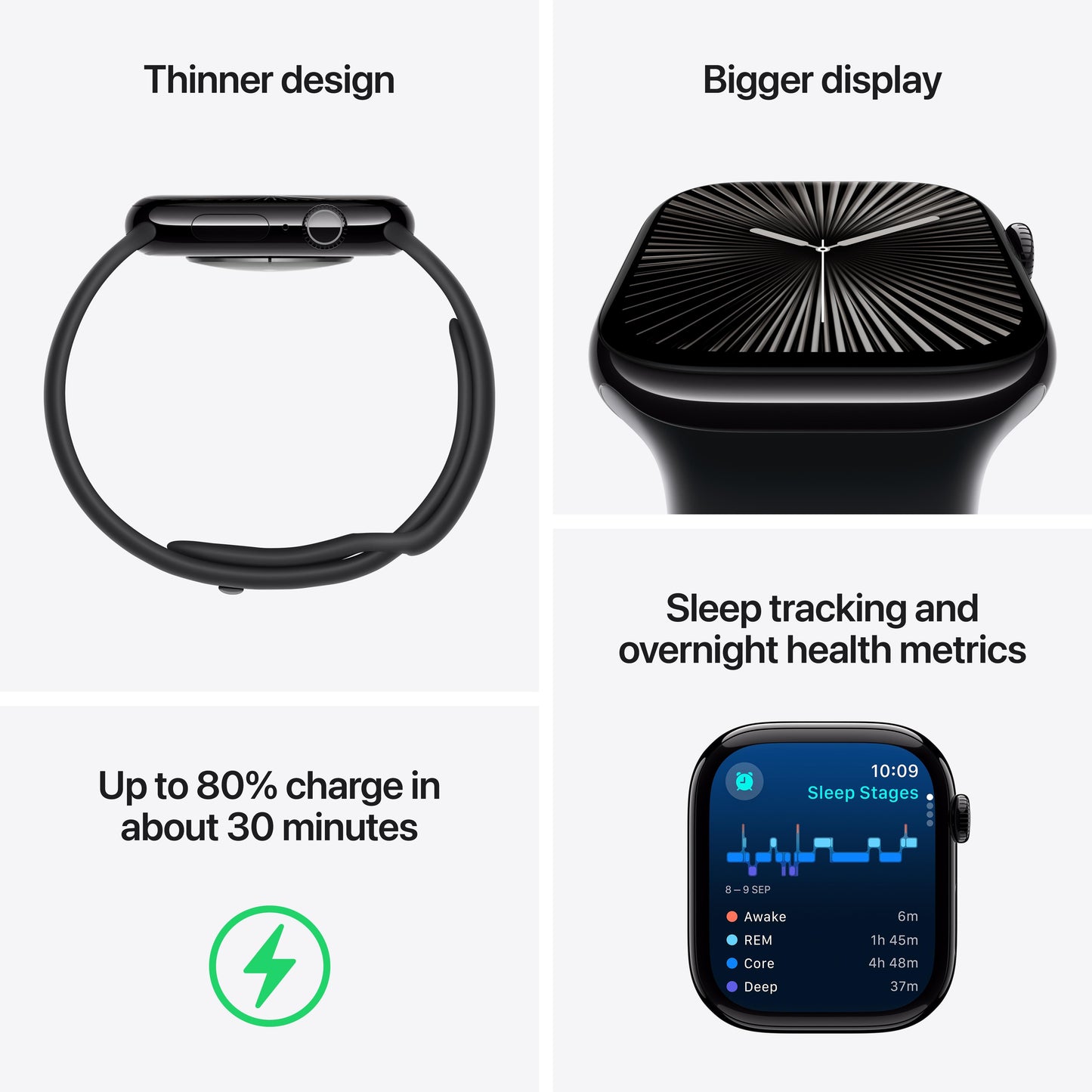 Apple Watch Series 10 GPS + Cellular 42mm Jet Black Aluminium Case with Ink Sport Loop