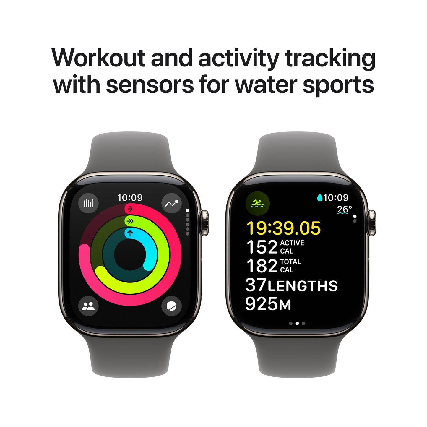 Apple Watch Series 10 GPS + Cellular 46mm Natural Titanium Case with Stone Grey Sport Band - S/M