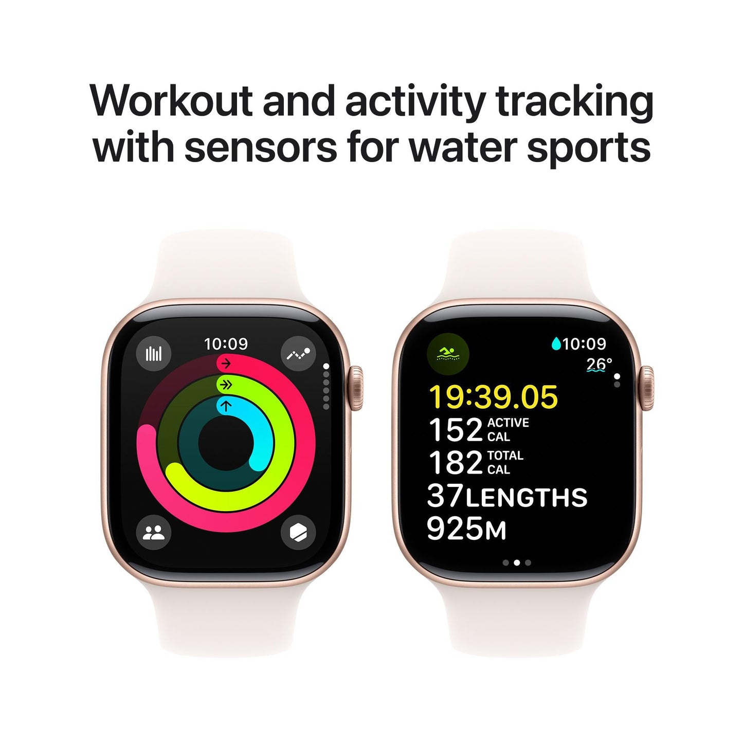 Apple Watch Series 10 GPS 46mm Rose Gold Aluminium Case with Light Blush Sport Band - S/M