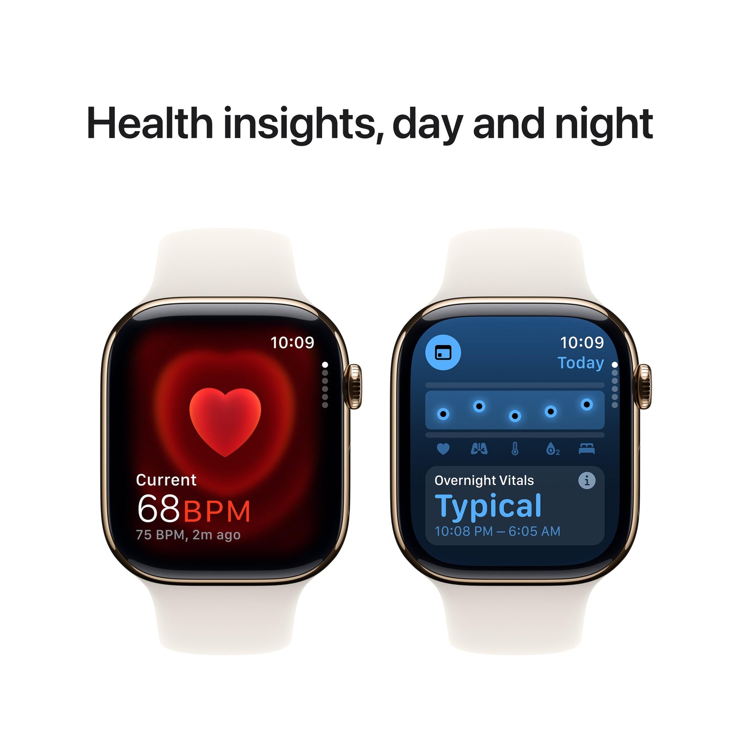 Apple Watch Series 10 GPS + Cellular 46mm Gold Titanium Case with Starlight Sport Band - M/L