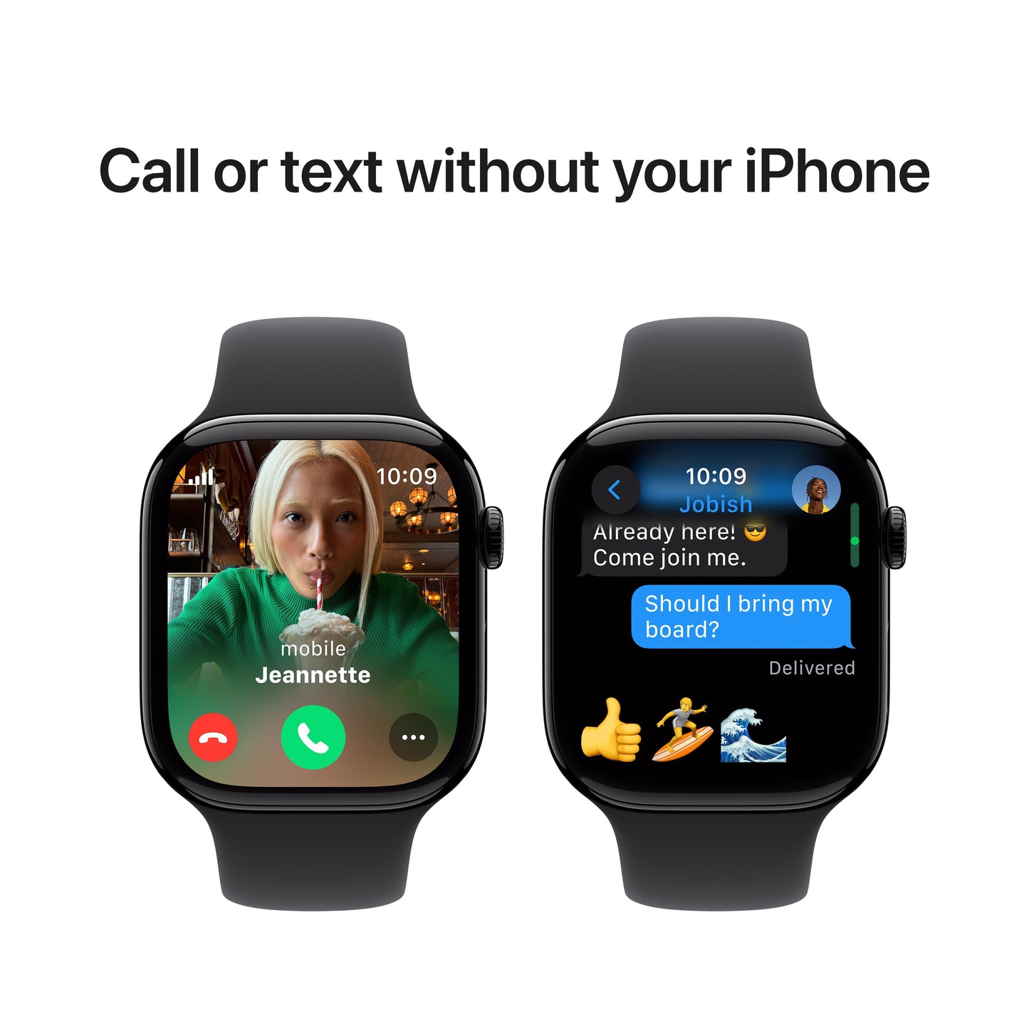 Apple Watch Series 10 GPS + Cellular 46mm Jet Black Aluminium Case with Black Sport Band - M/L
