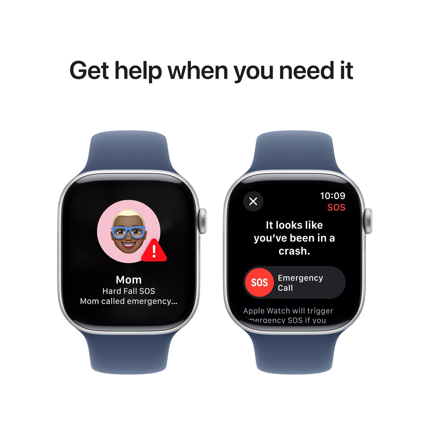 Apple Watch Series 10 GPS + Cellular 46mm Silver Aluminium Case with Denim Sport Band - S/M