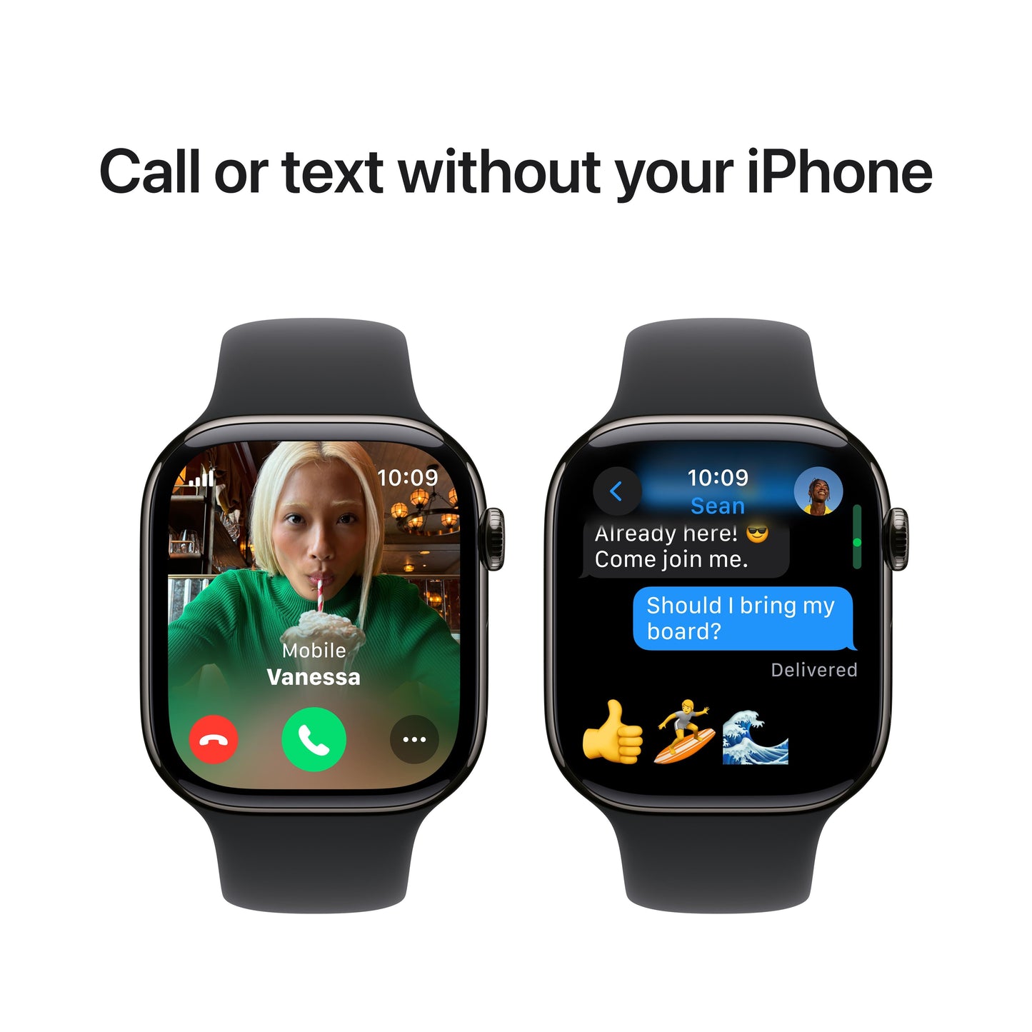 Apple Watch Series 10 GPS + Cellular 46mm Slate Titanium Case with Black Sport Band - S/M