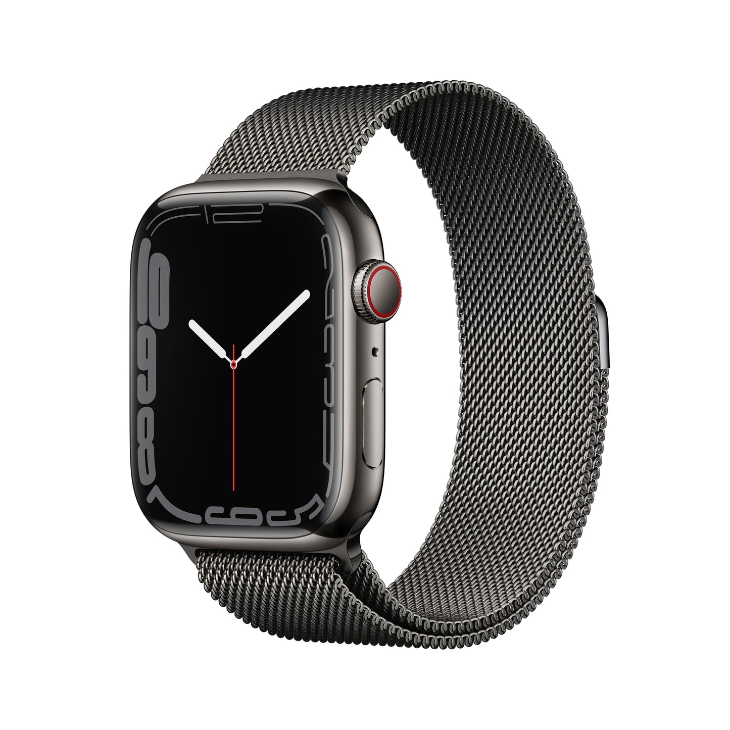 Apple Watch Series 7 GPS + Cellular, 45mm Graphite Stainless Steel Case with Graphite Milanese Loop