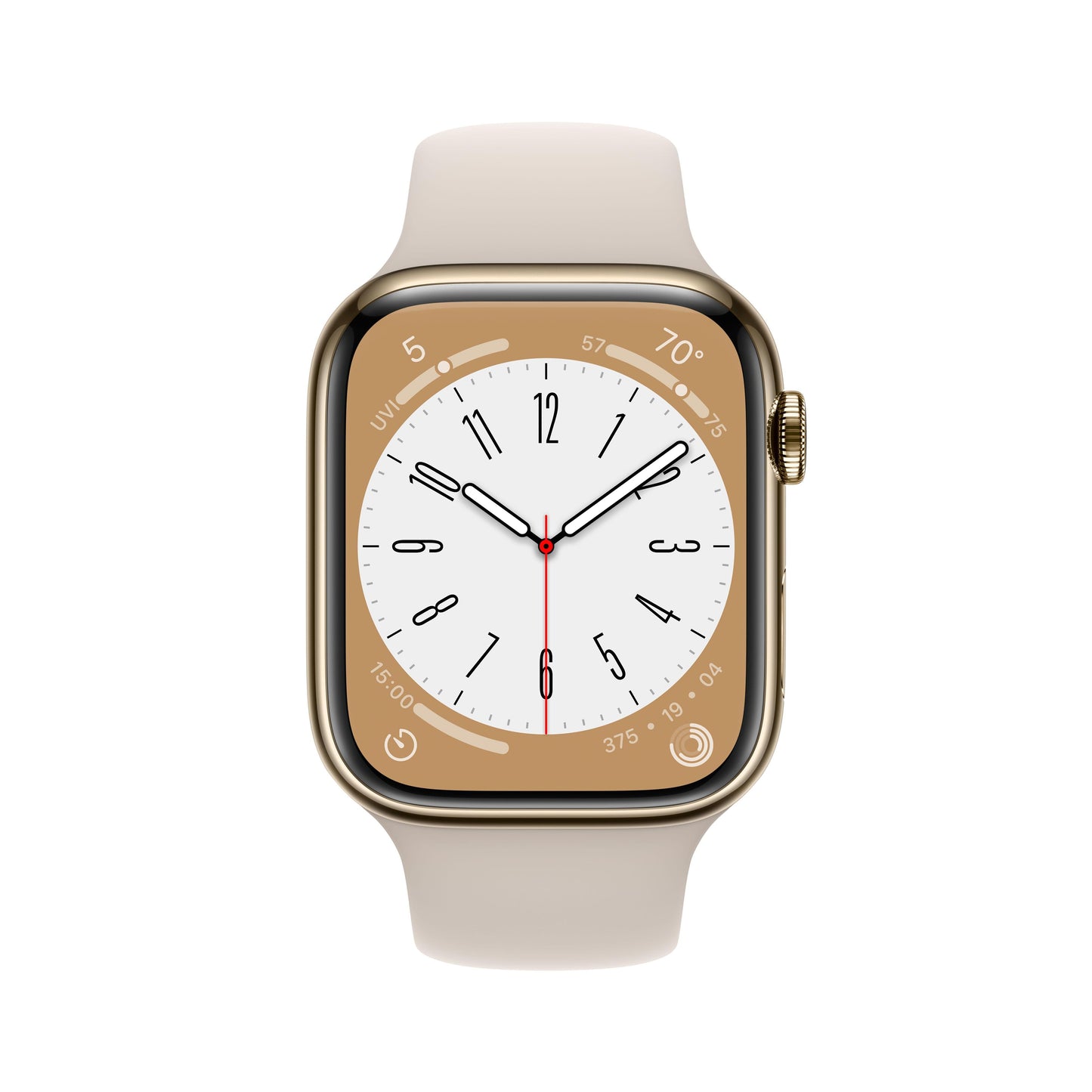 Apple Watch Series 8 GPS + Cellular 45mm Gold Stainless Steel Case with Starlight Sport Band - Regular