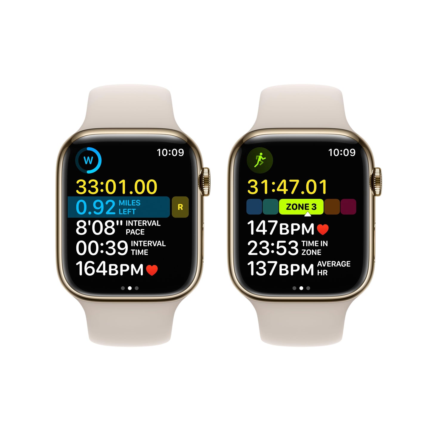Apple Watch Series 8 GPS + Cellular 45mm Gold Stainless Steel Case with Starlight Sport Band - Regular