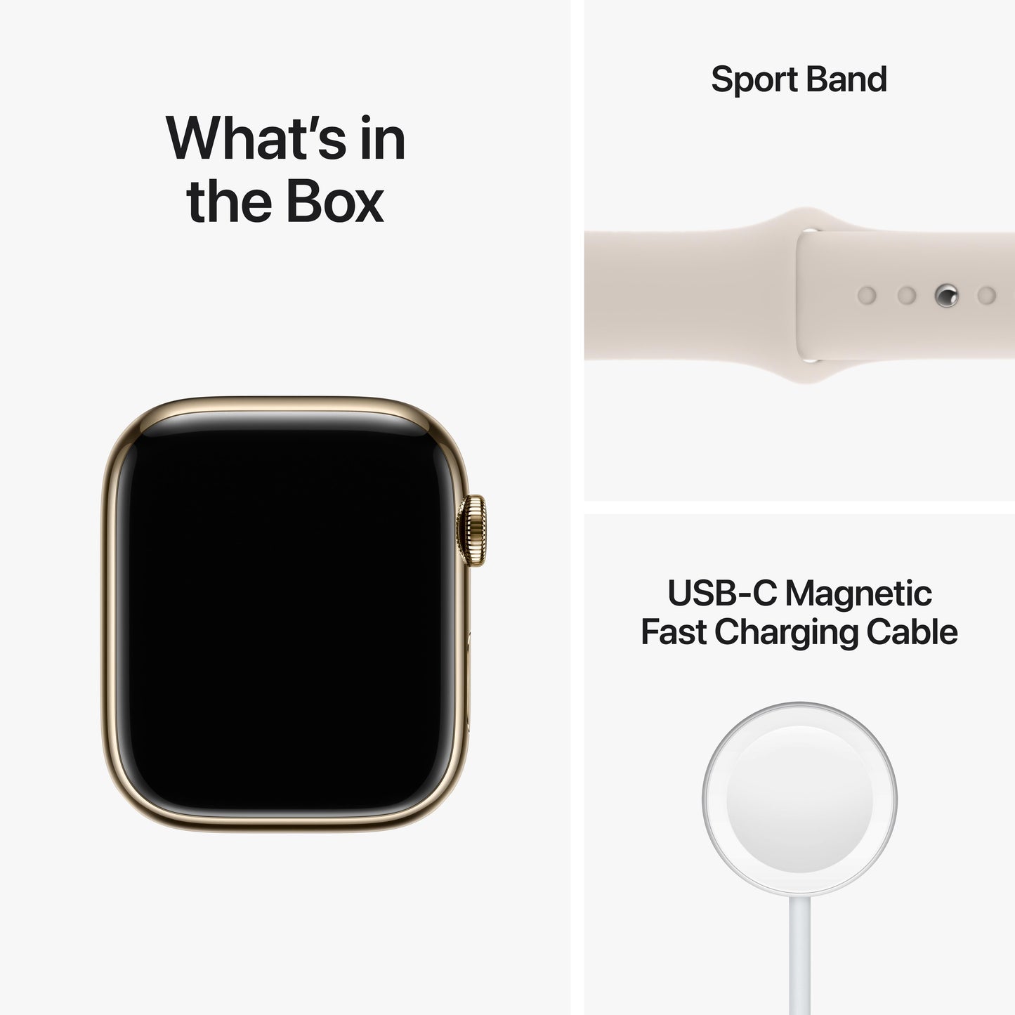 Apple Watch Series 8 GPS + Cellular 41mm Gold Stainless Steel Case with Starlight Sport Band - Regular