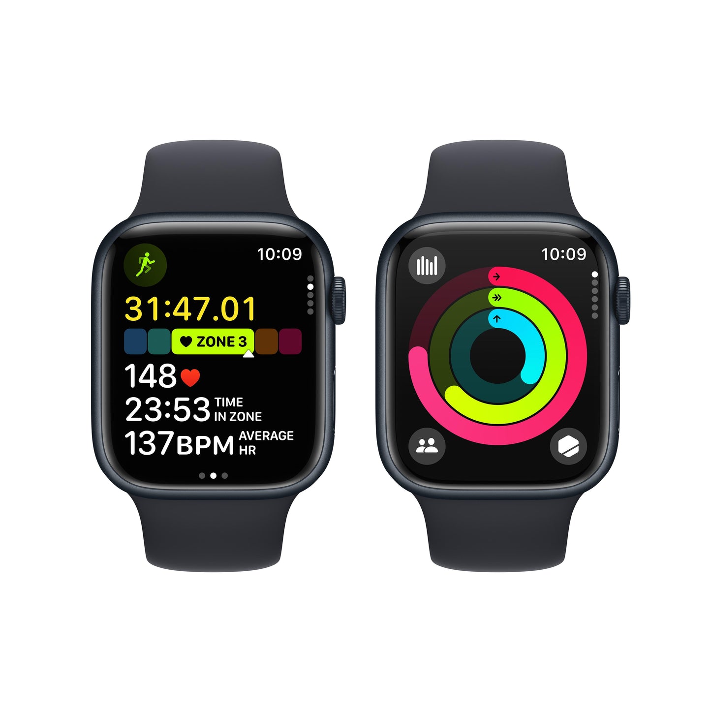 Apple Watch Series 9 GPS 45mm Midnight Aluminium Case with Midnight Sport Band - S/M