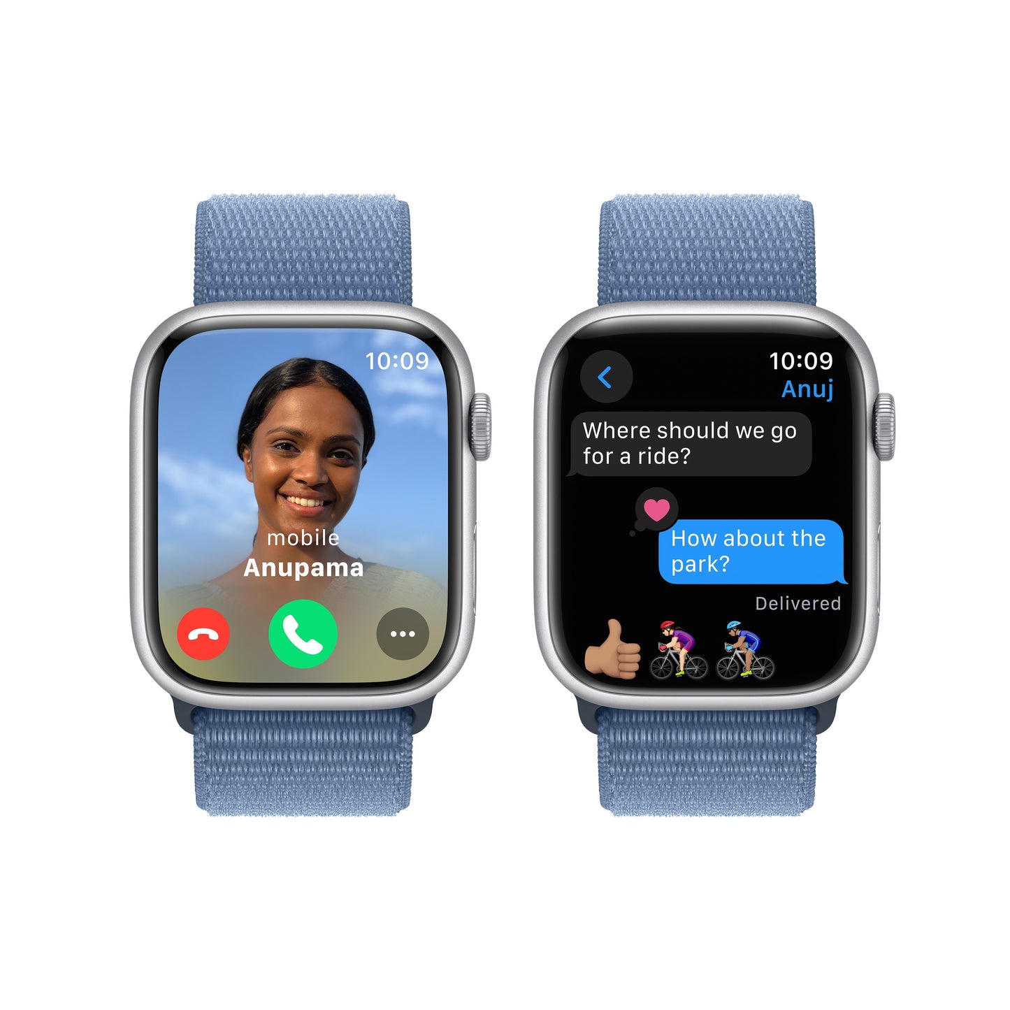 Apple Watch Series 9 GPS 45mm Silver Aluminium Case with Winter Blue Sport Loop