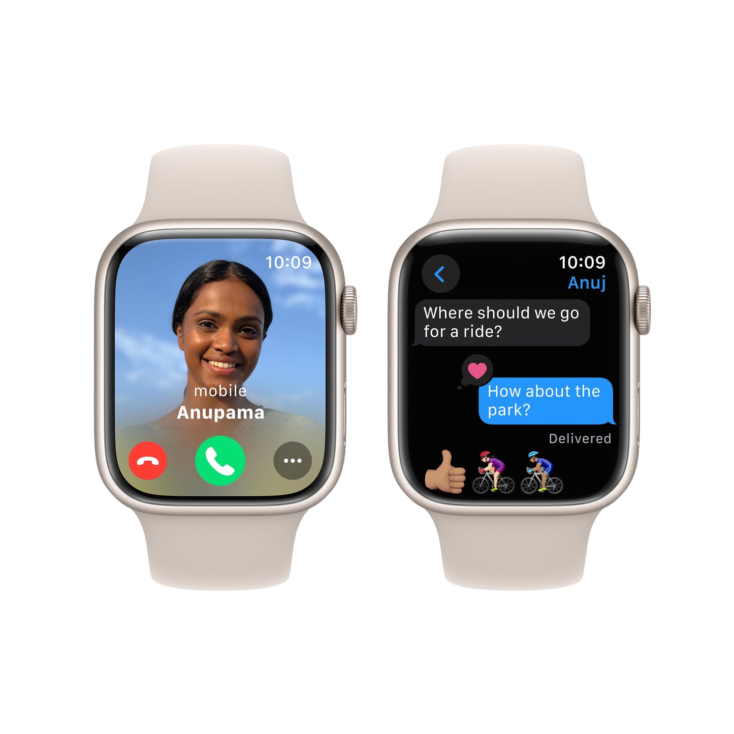 Apple Watch Series 9 GPS 45mm Starlight Aluminium Case with Starlight Sport Band - M/L