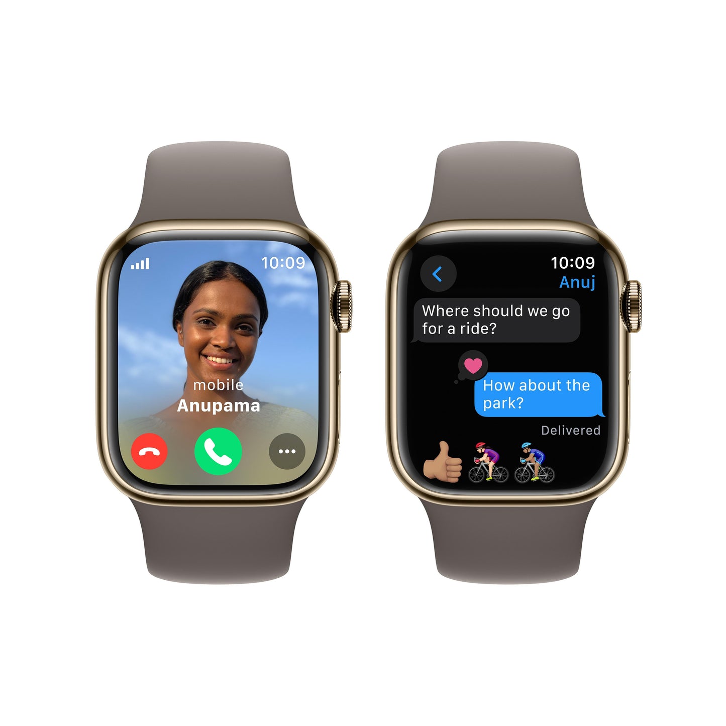 Apple Watch Series 9 GPS + Cellular 41mm Gold Stainless Steel Case with Clay Sport Band - S/M