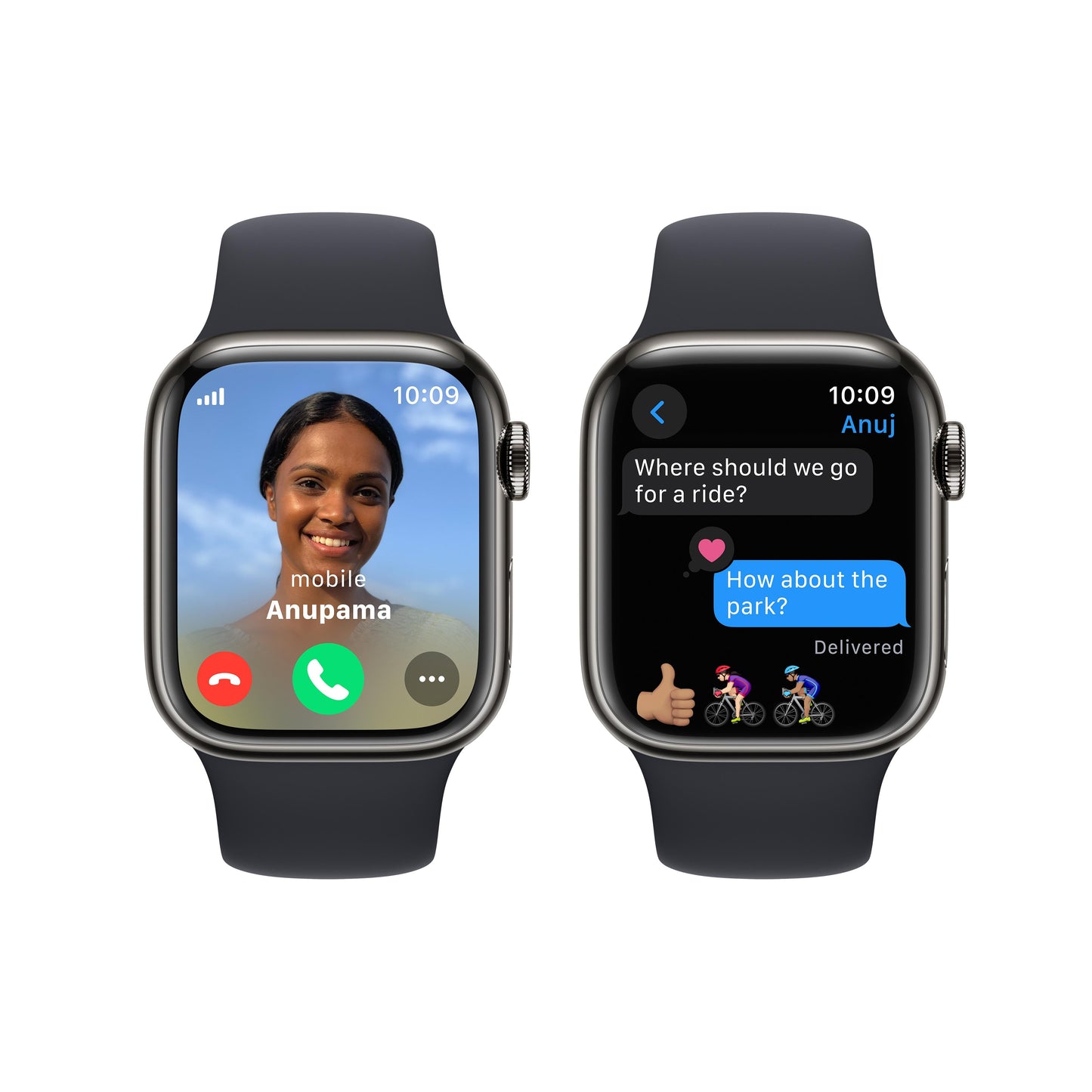 Apple Watch Series 9 GPS + Cellular 41mm Graphite Stainless Steel Case with Midnight Sport Band - M/L