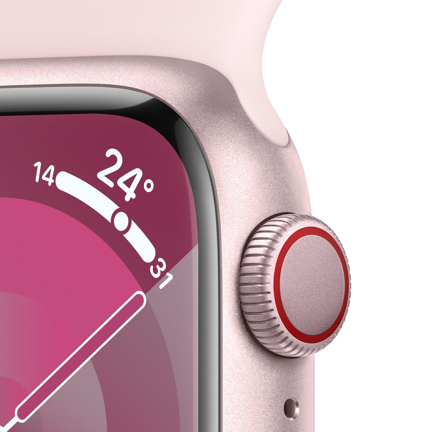 Apple Watch Series 9 GPS + Cellular 41mm Pink Aluminium Case with Light Pink Sport Band - S/M