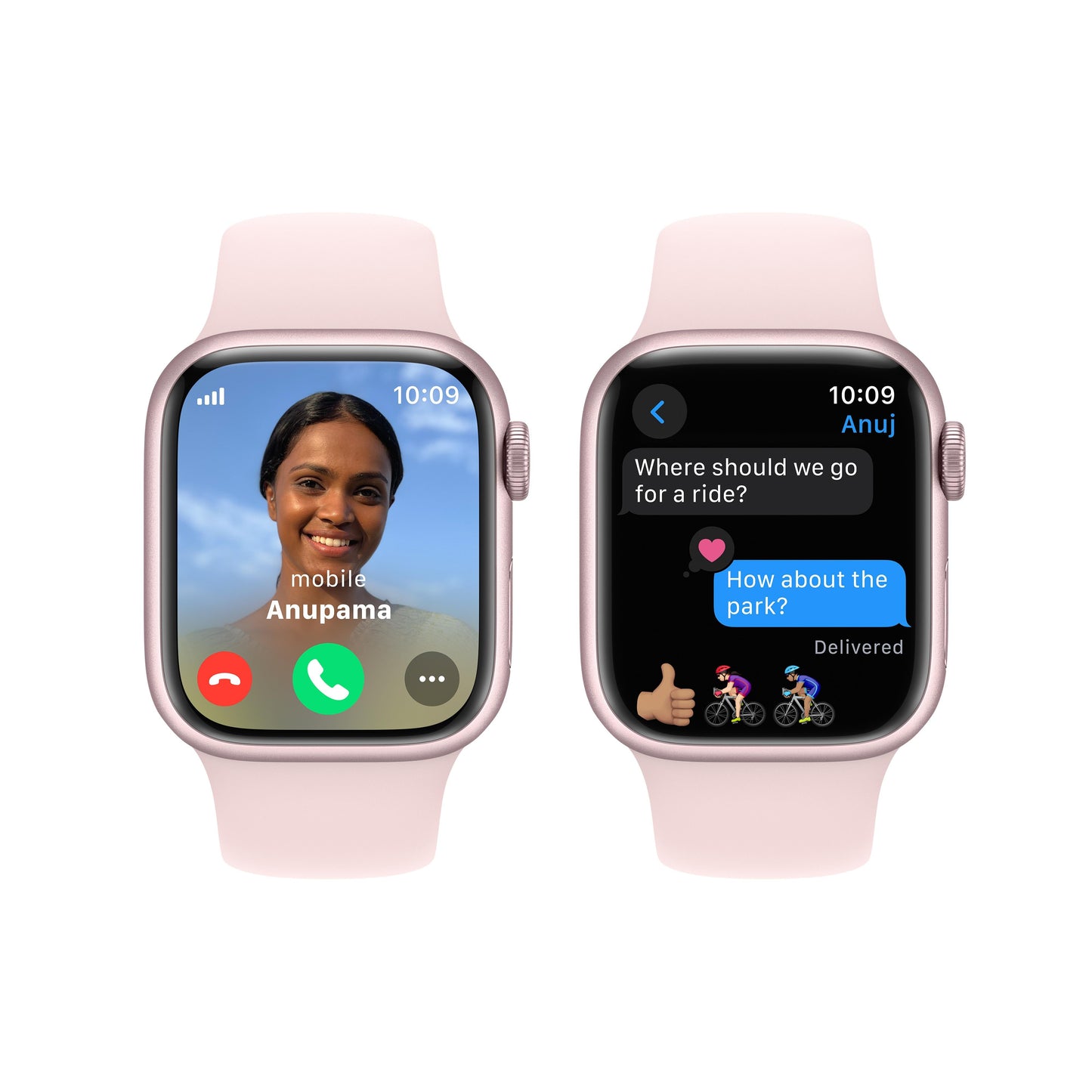 Apple Watch Series 9 GPS + Cellular 41mm Pink Aluminium Case with Light Pink Sport Band - S/M