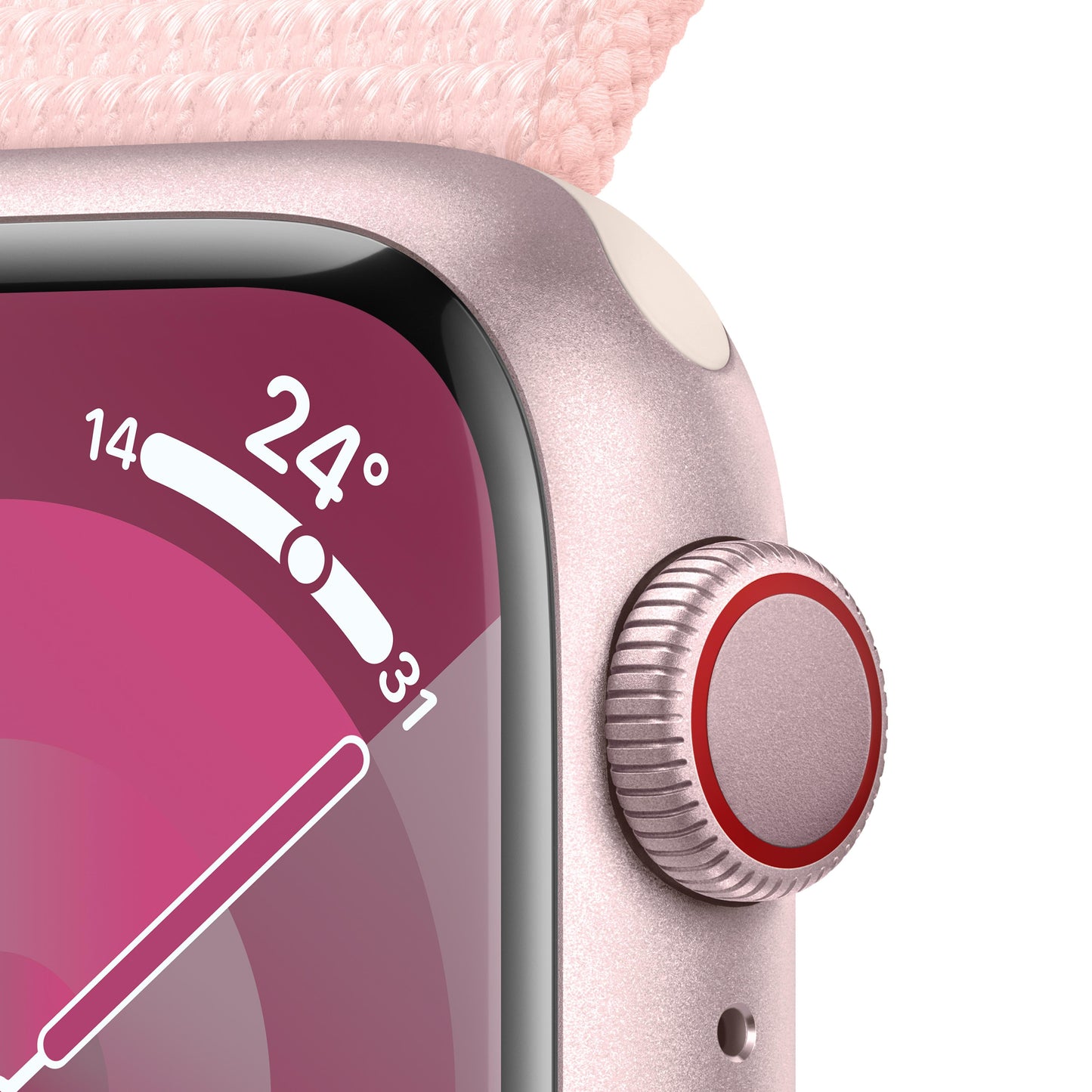 Apple Watch Series 9 GPS + Cellular 41mm Pink Aluminium Case with Light Pink Sport Loop