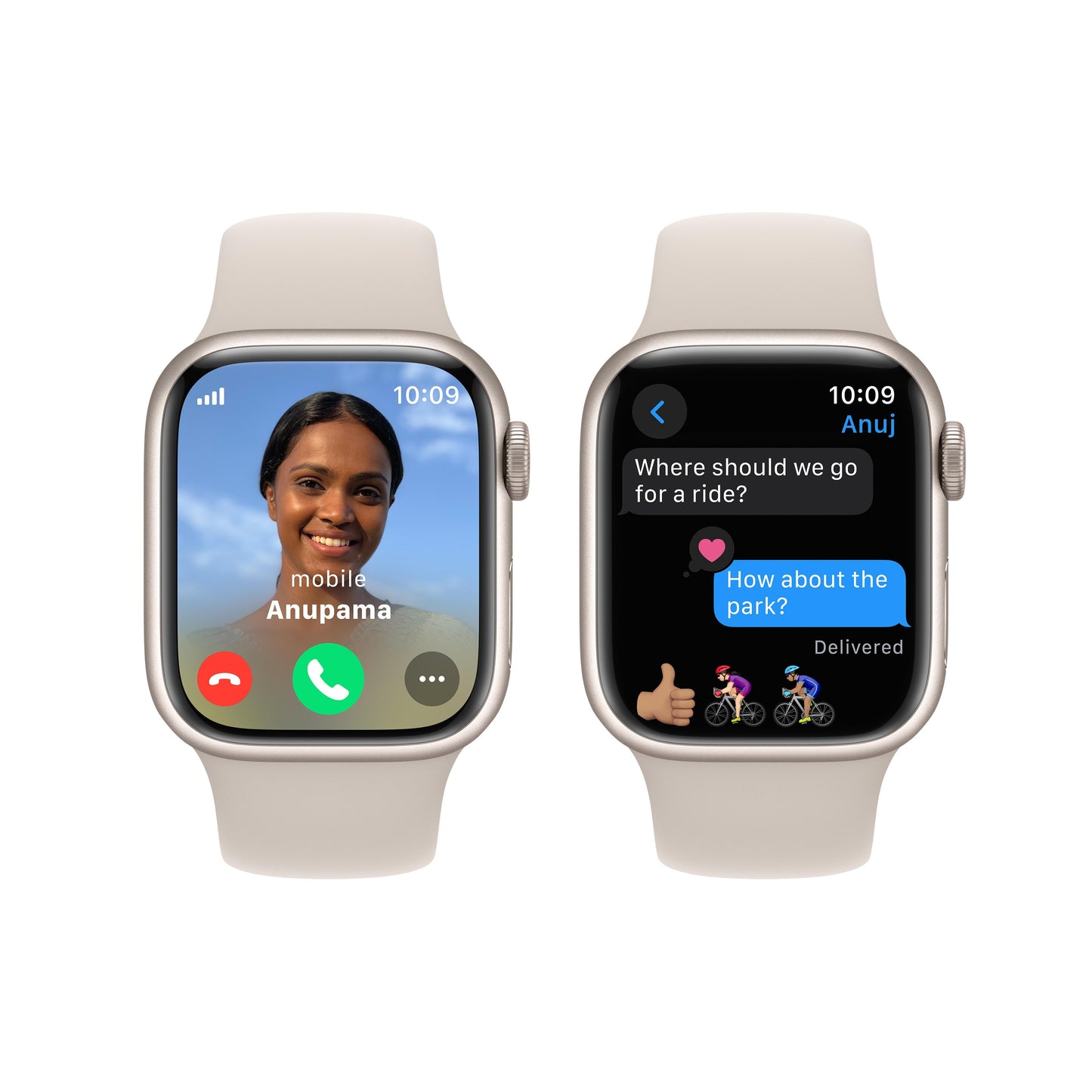 Apple Watch Series 9 GPS + Cellular 41mm Starlight Aluminium Case with Starlight Sport Band - M/L