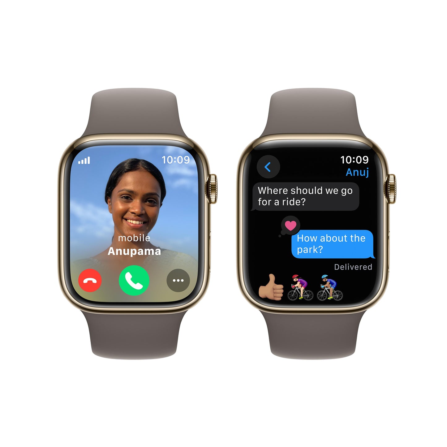 Apple Watch Series 9 GPS + Cellular 45mm Gold Stainless Steel Case with Clay Sport Band - S/M