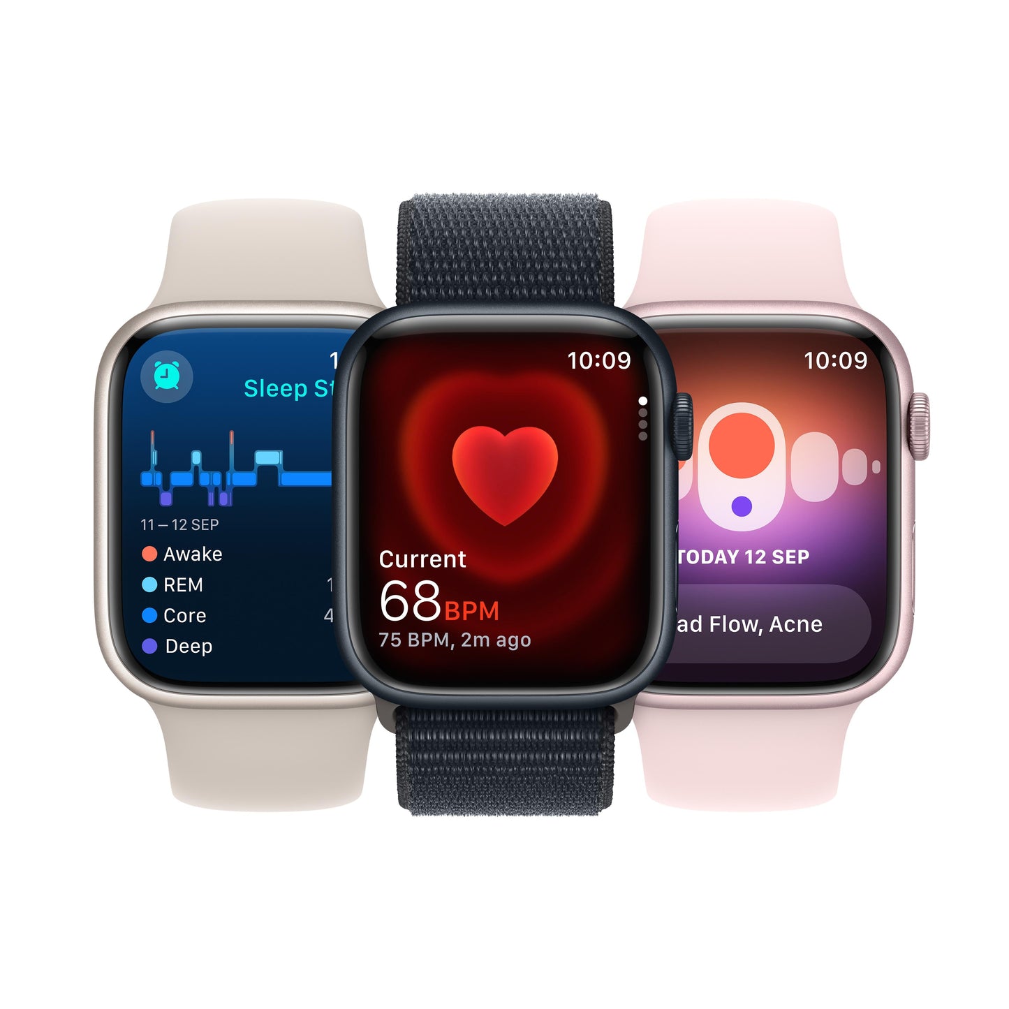 Apple Watch Series 9 GPS + Cellular 45mm Silver Aluminium Case with Storm Blue Sport Band - S/M