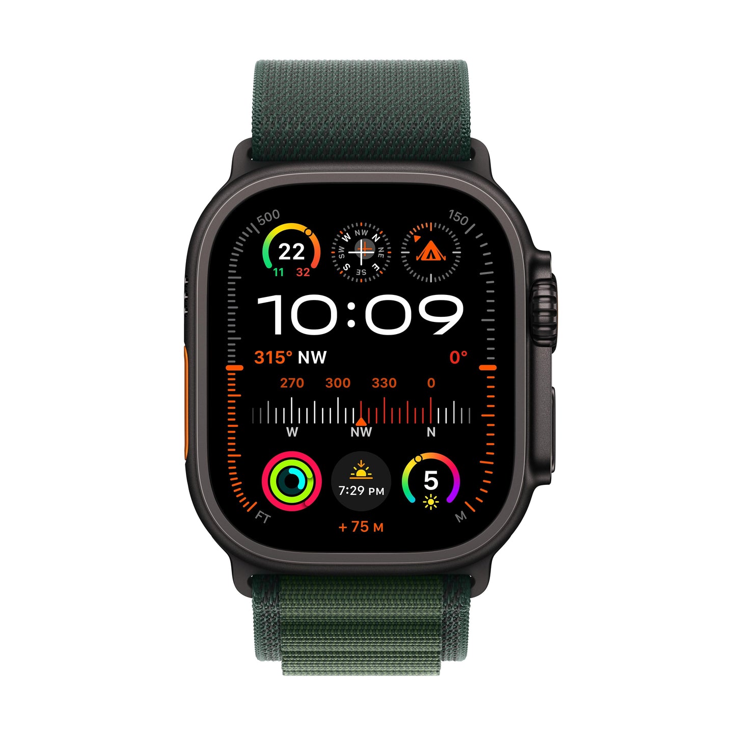 Apple Watch Ultra 2 GPS + Cellular 49mm Black Titanium Case with Dark Green Alpine Loop - S
