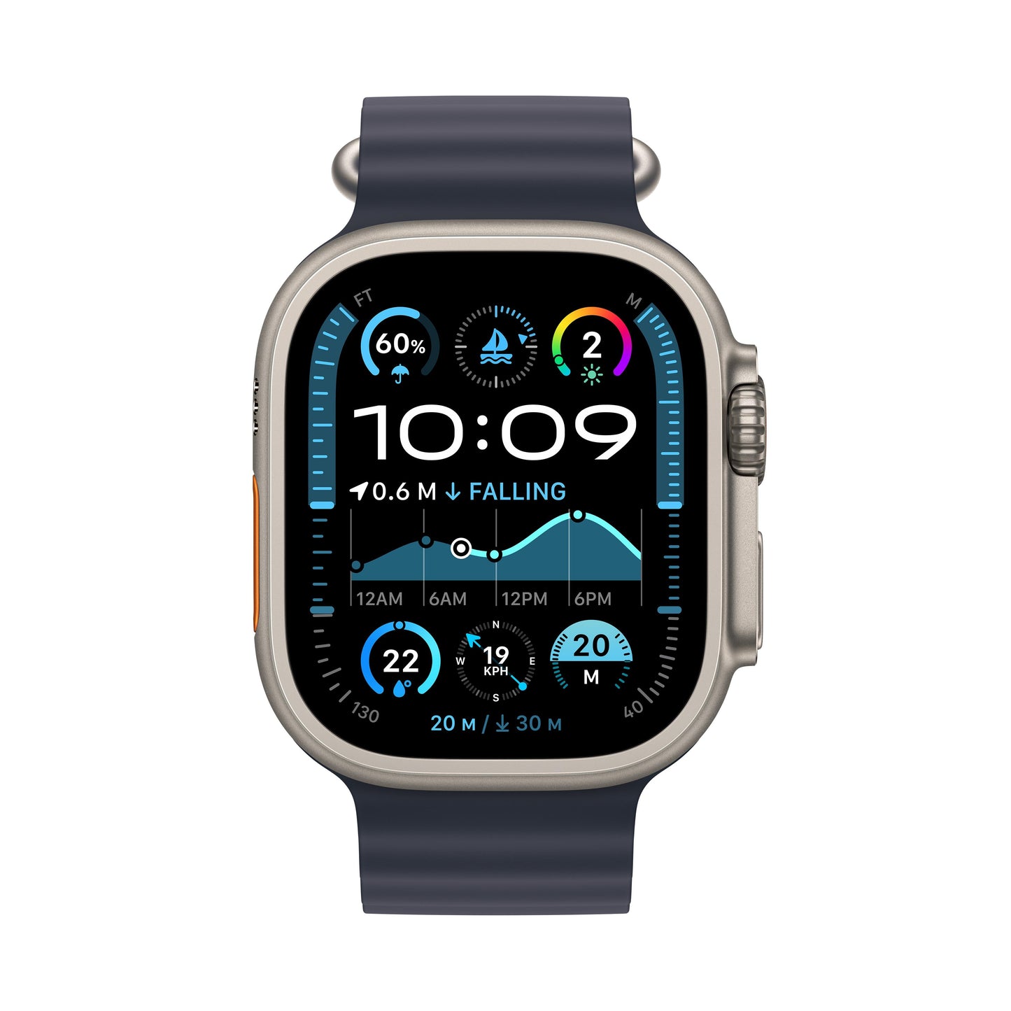 Apple Watch Ultra 2 GPS + Cellular 49mm Natural Titanium Case with Navy Ocean Band